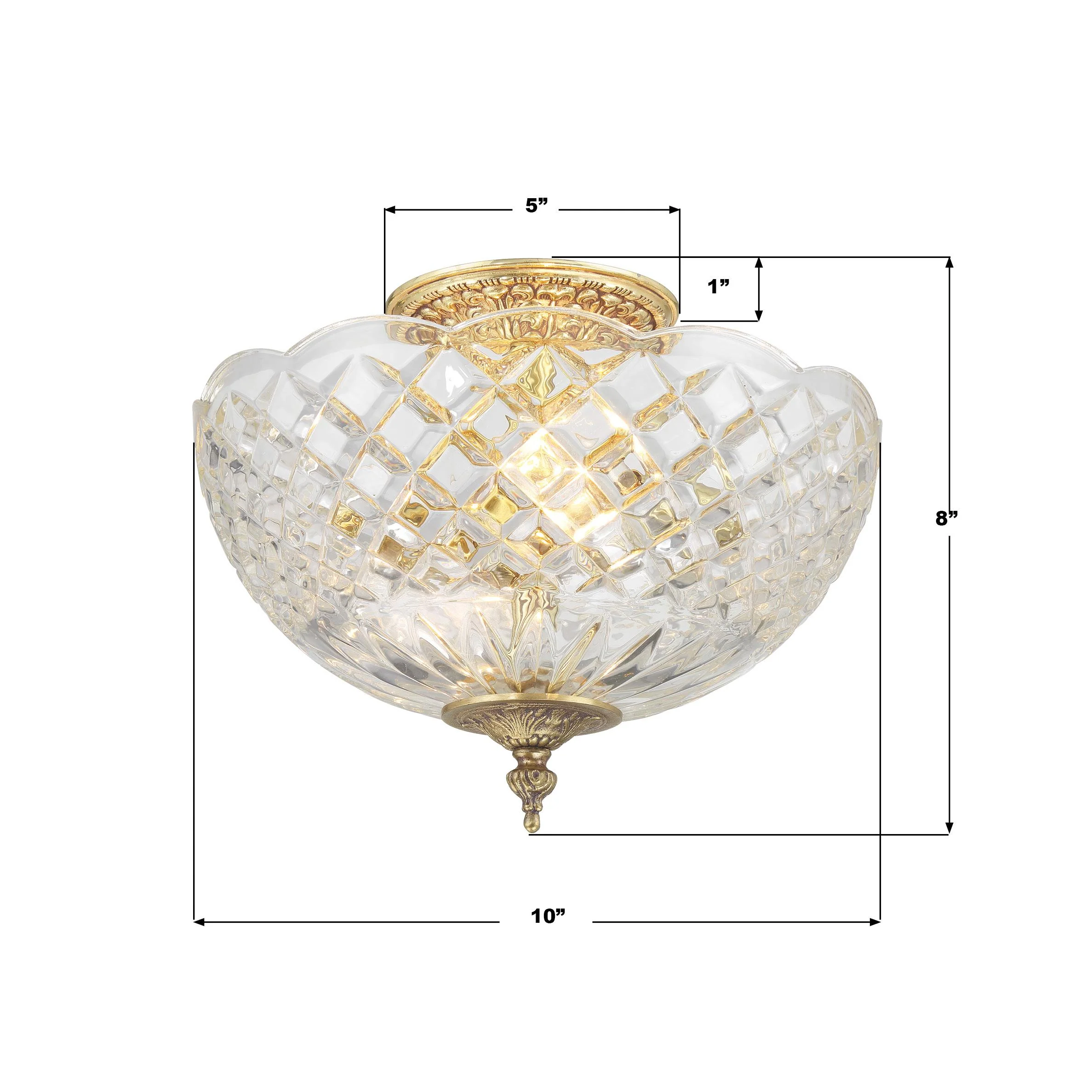 Crystorama Milton 10'' Olde Brass Semi Flush Mount - Image 3