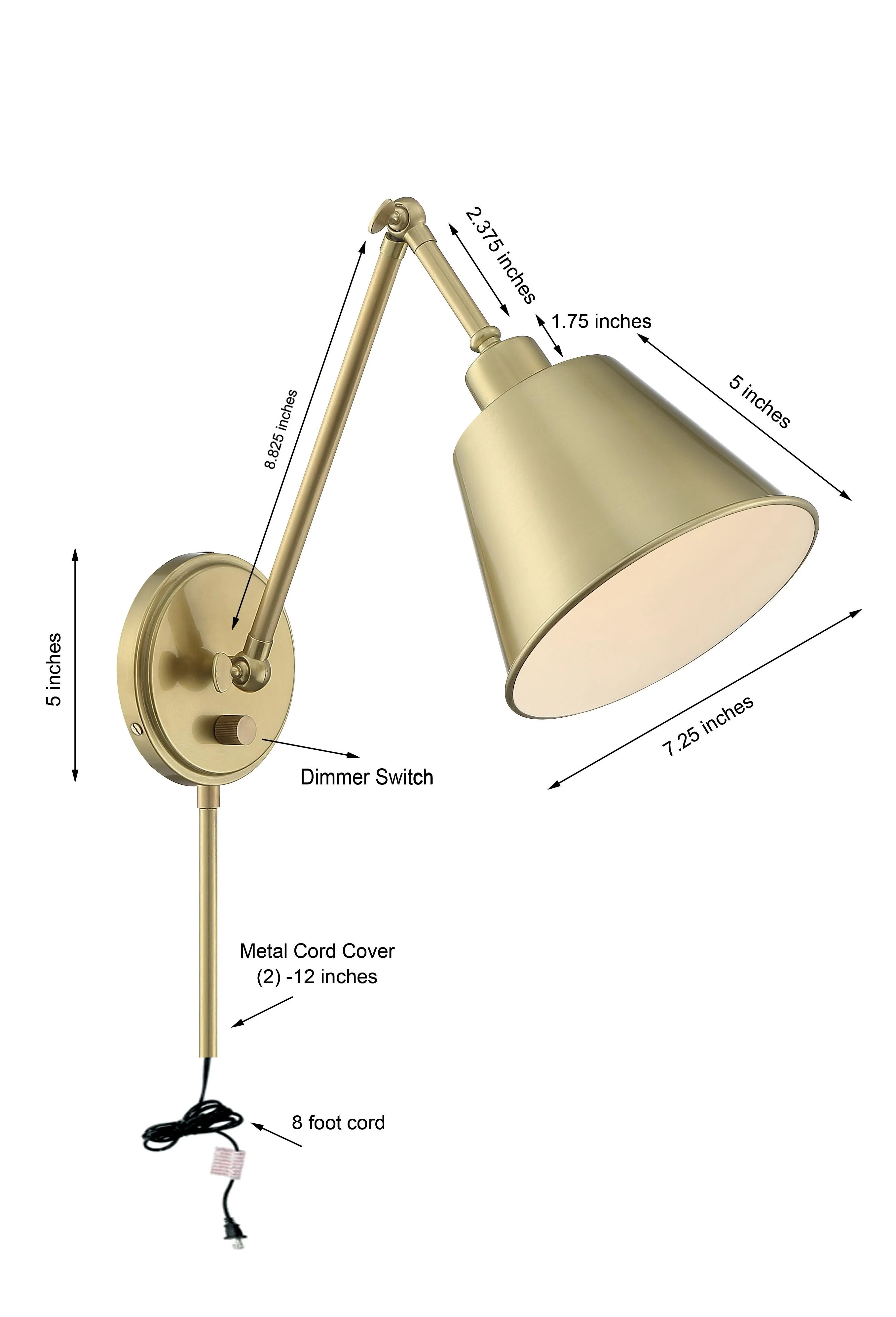 Crystorama Mitchell 7.25'' Aged Brass Task Sconce - Image 4