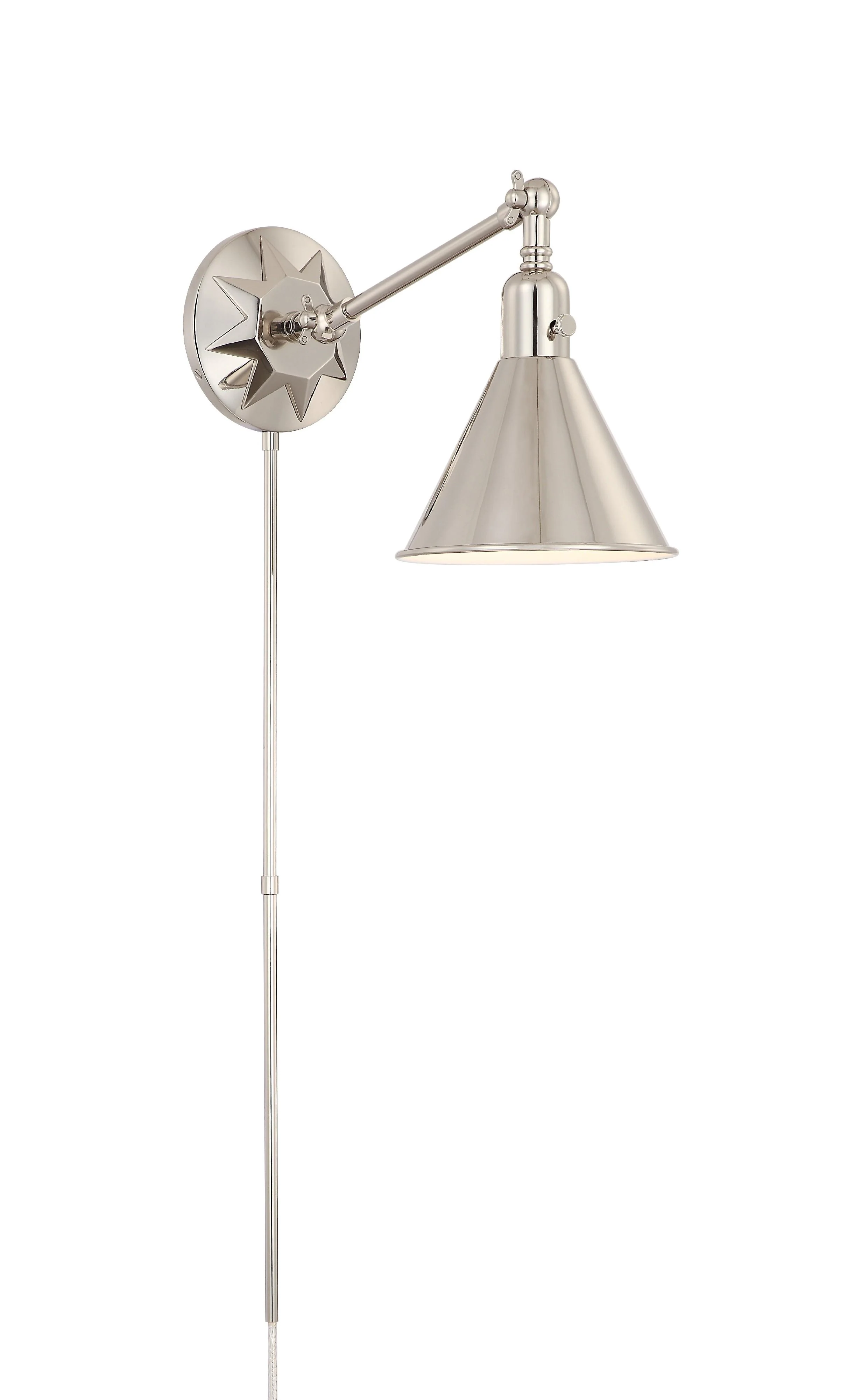 Crystorama Morgan 7'' Polished Nickel Task Sconce