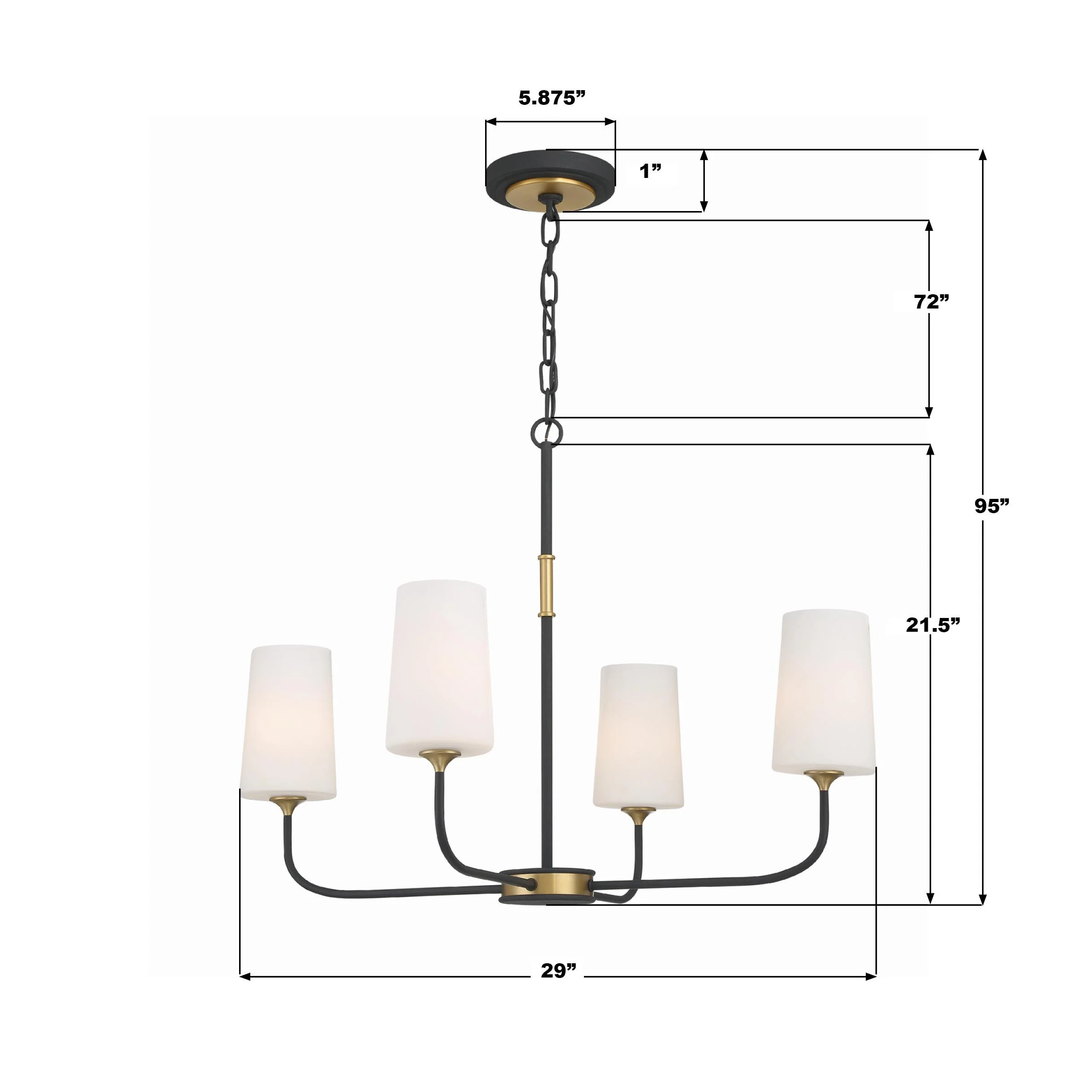 Crystorama Niles 29'' Black Forged + Modern Gold Chandelier - Image 3