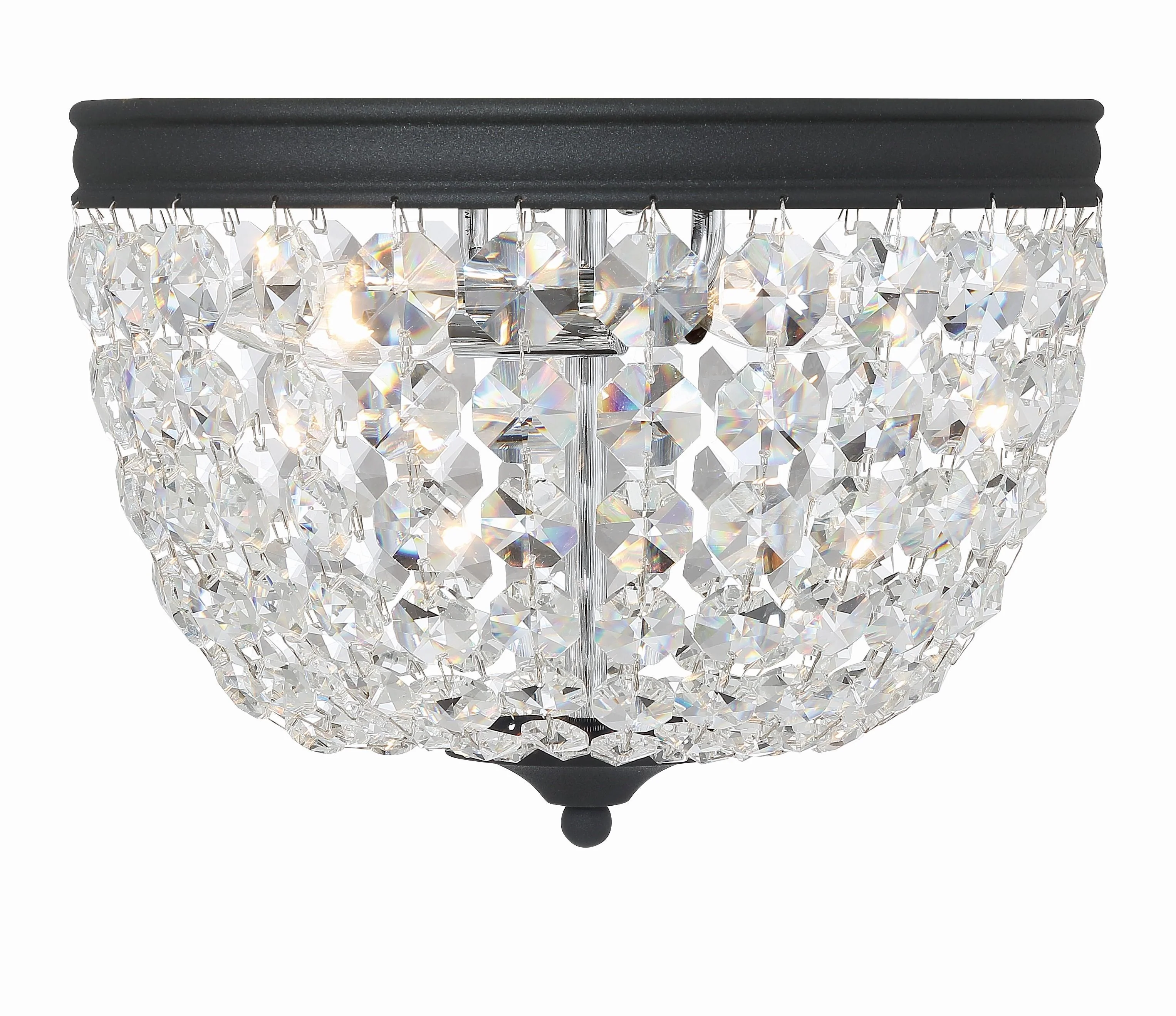 Crystorama Nola 11.5'' Black Forged Flush Mount