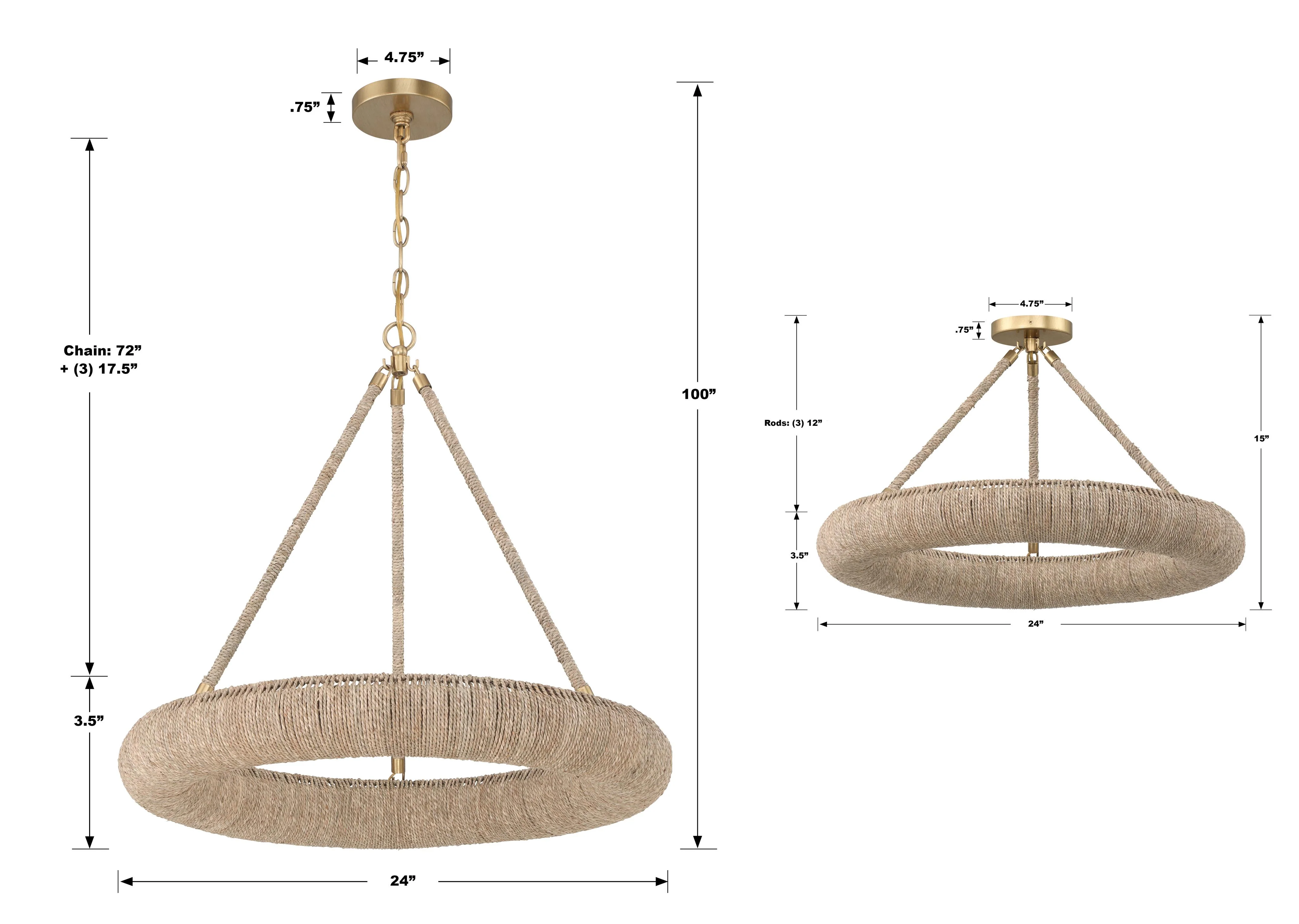 Crystorama Oakley 24'' Integrated Led Soft Gold Semi Flush Mount - Image 6