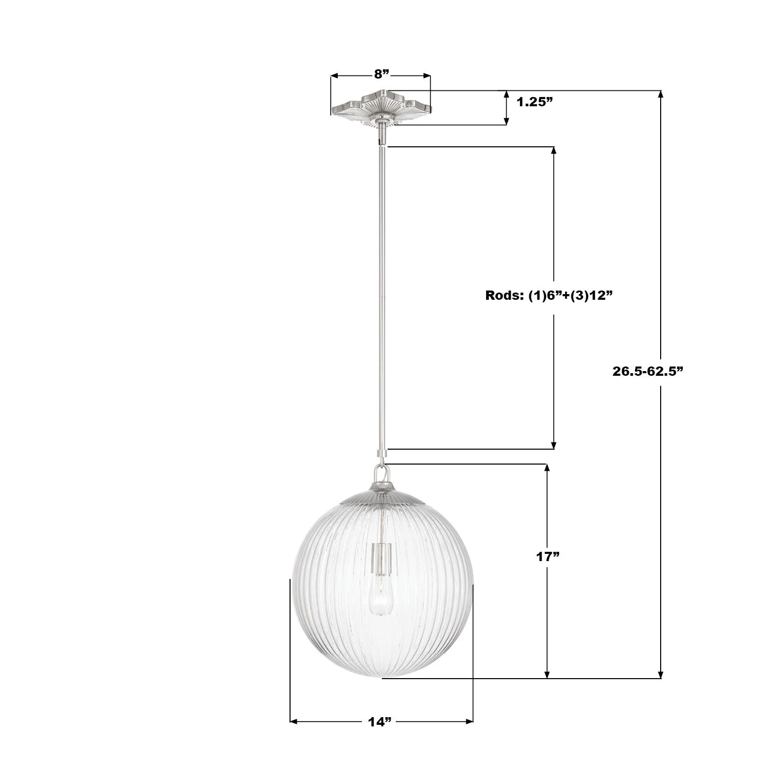 Crystorama Orly 14'' Polished Nickel Pendant - Image 6