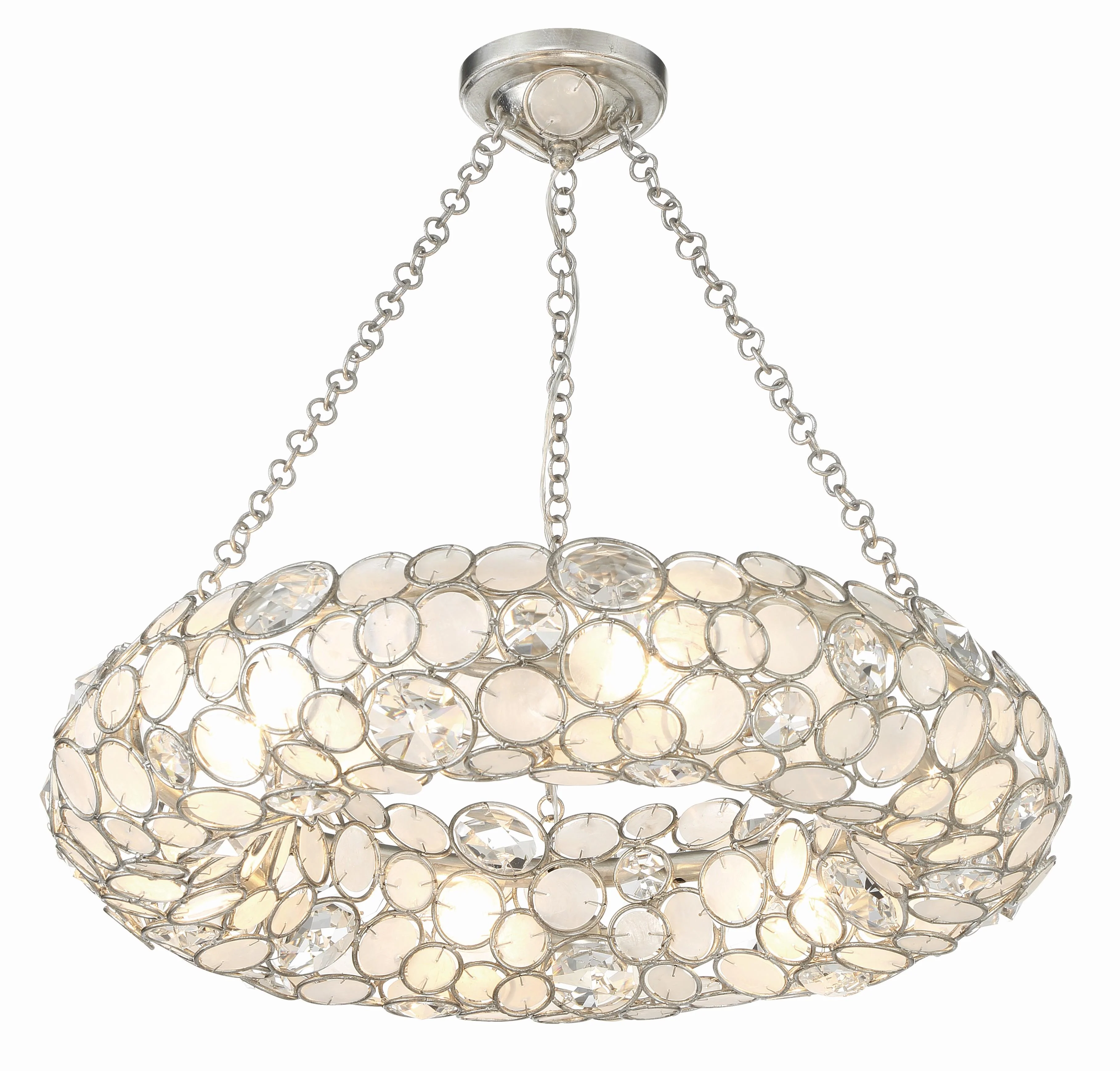 Crystorama Palla 24'' Antique Silver Chandelier