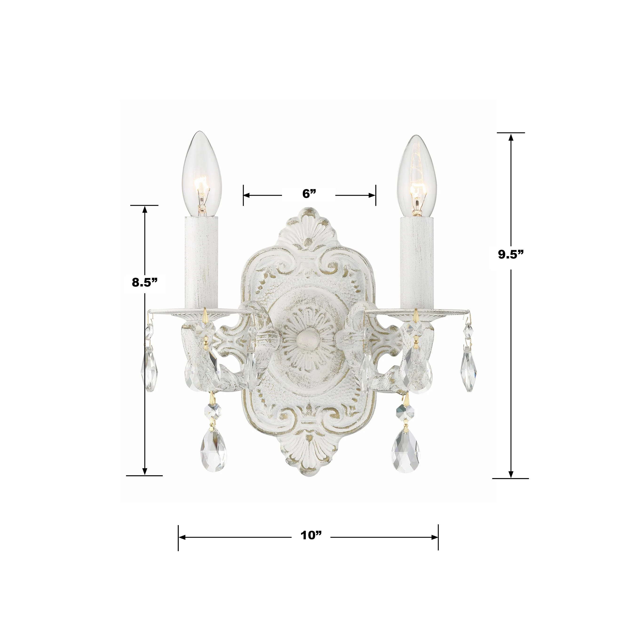 Crystorama Paris Market 10'' Hand Cut Crystal Antique White Sconce - Image 5