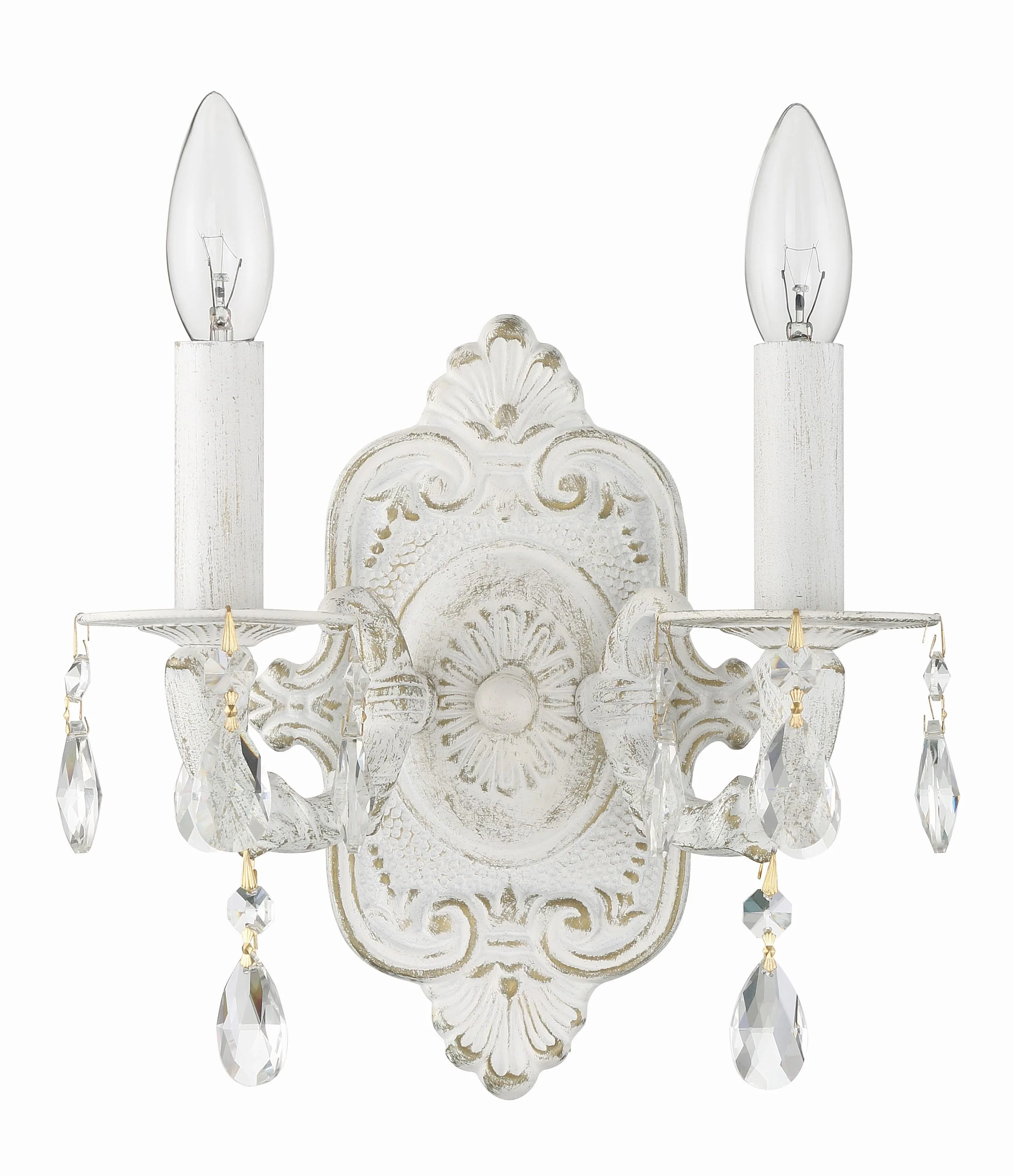 Crystorama Paris Market 10'' Swarovski Strass Crystal Antique White Sconce - Image 2