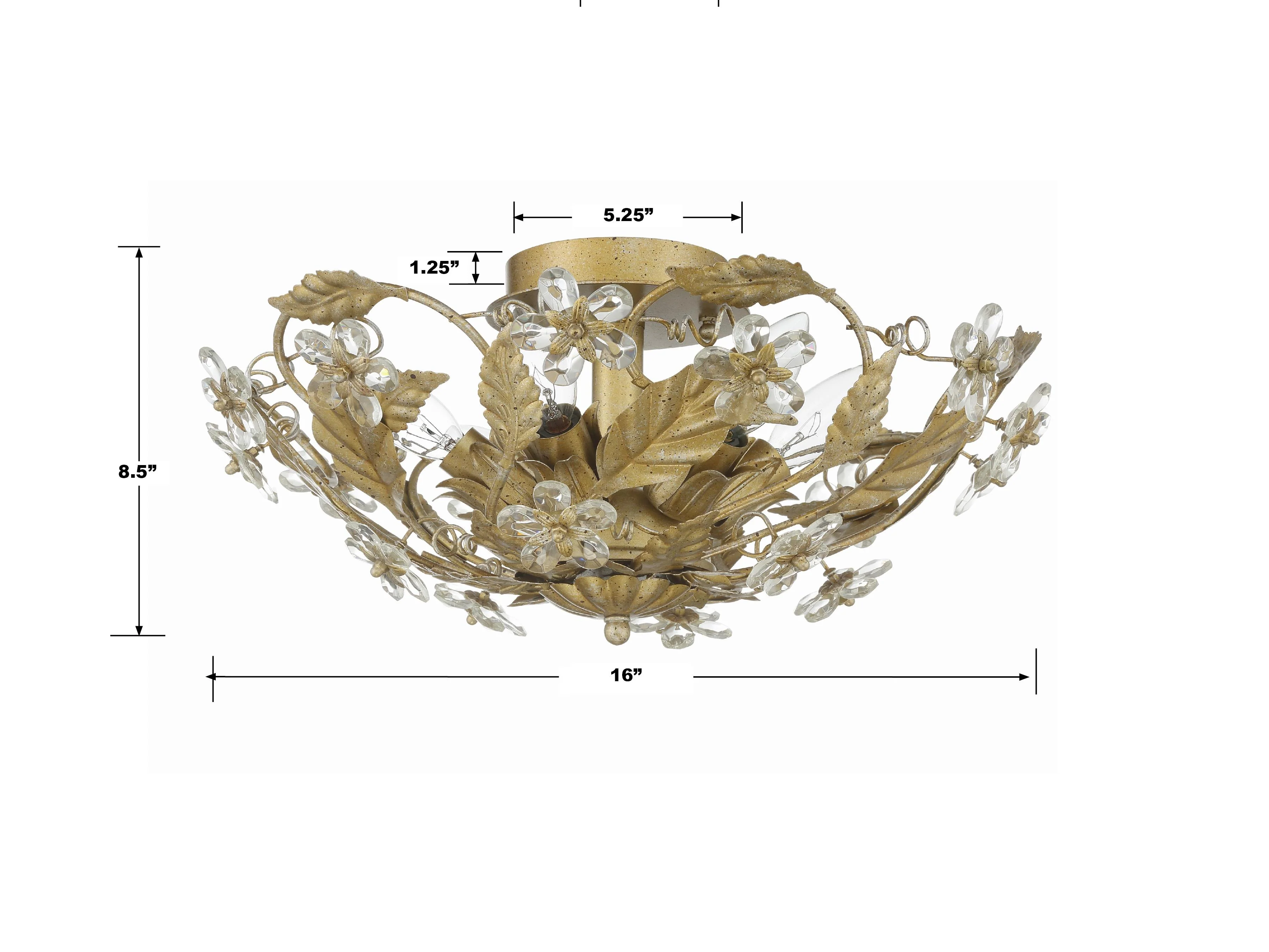 Crystorama Paris Market 16'' Gold Leaf Semi Flush Mount - Image 2