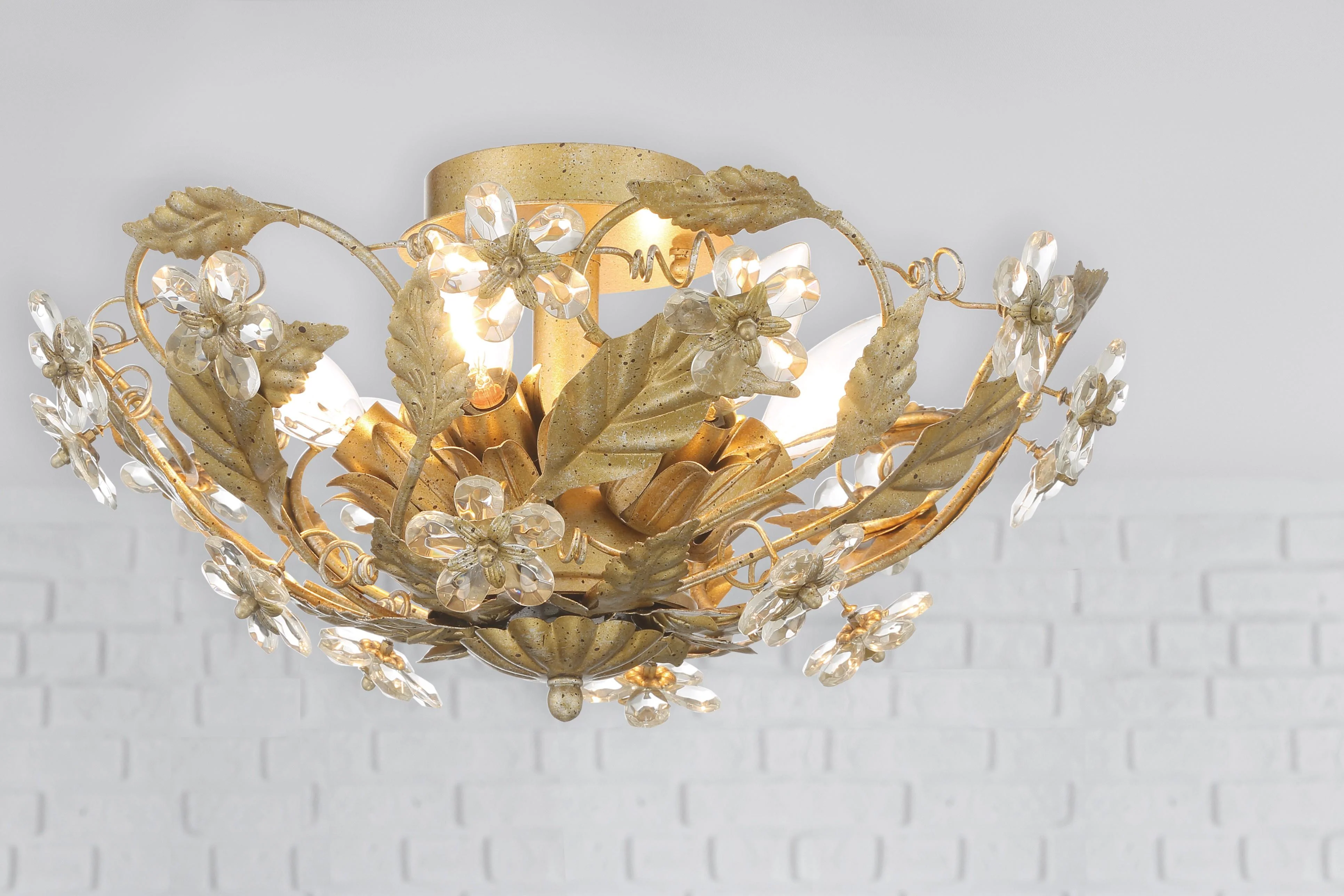 Crystorama Paris Market 16'' Gold Leaf Semi Flush Mount - Image 6