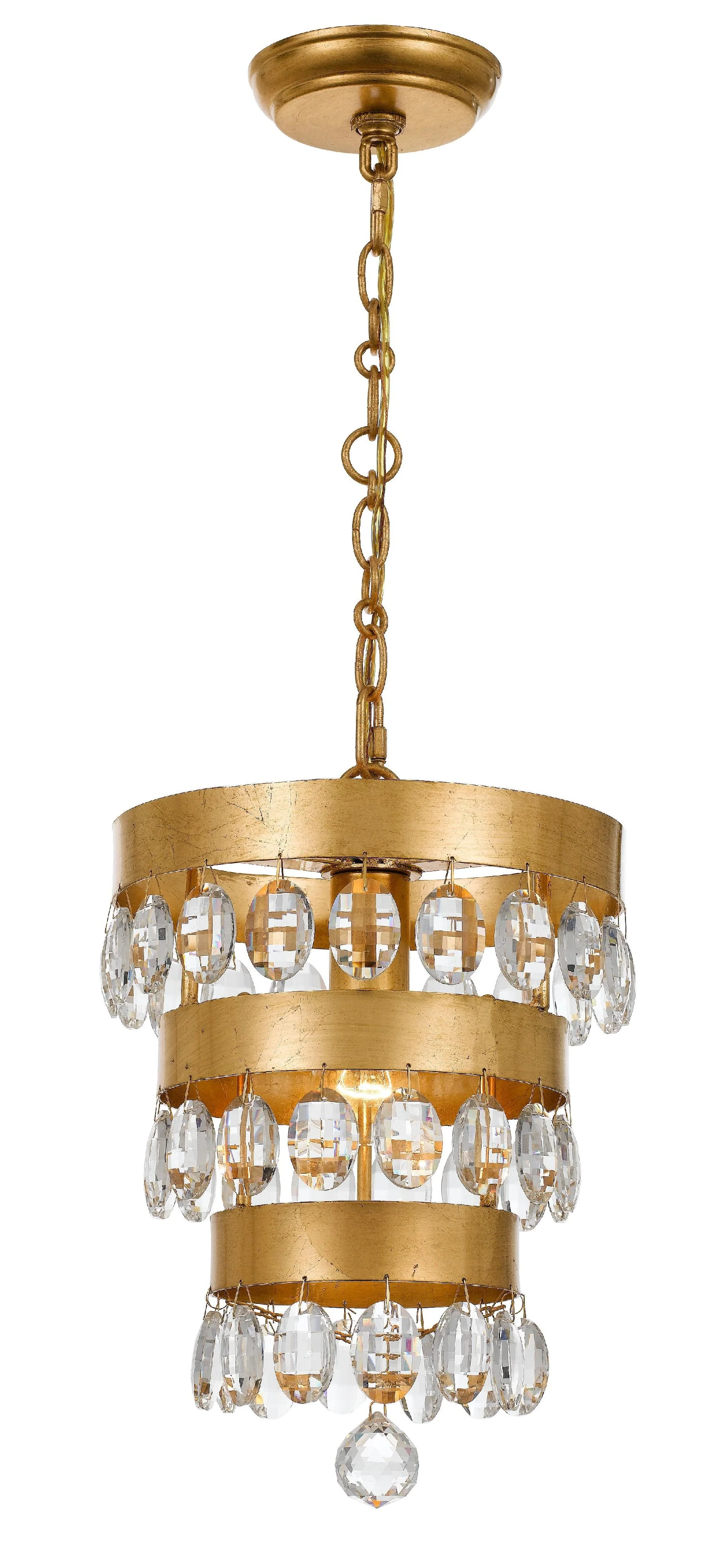Crystorama Perla 10'' Antique Gold Pendant