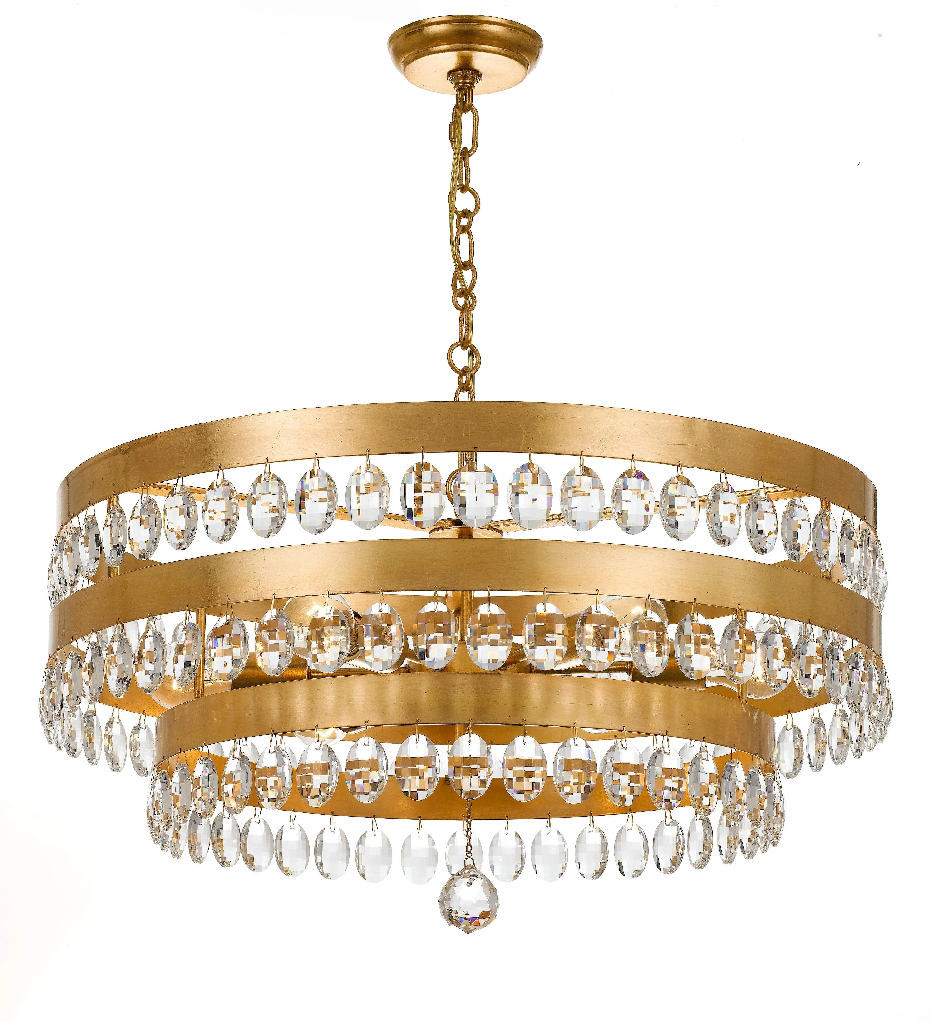 Crystorama Perla 26'' Antique Gold Chandelier
