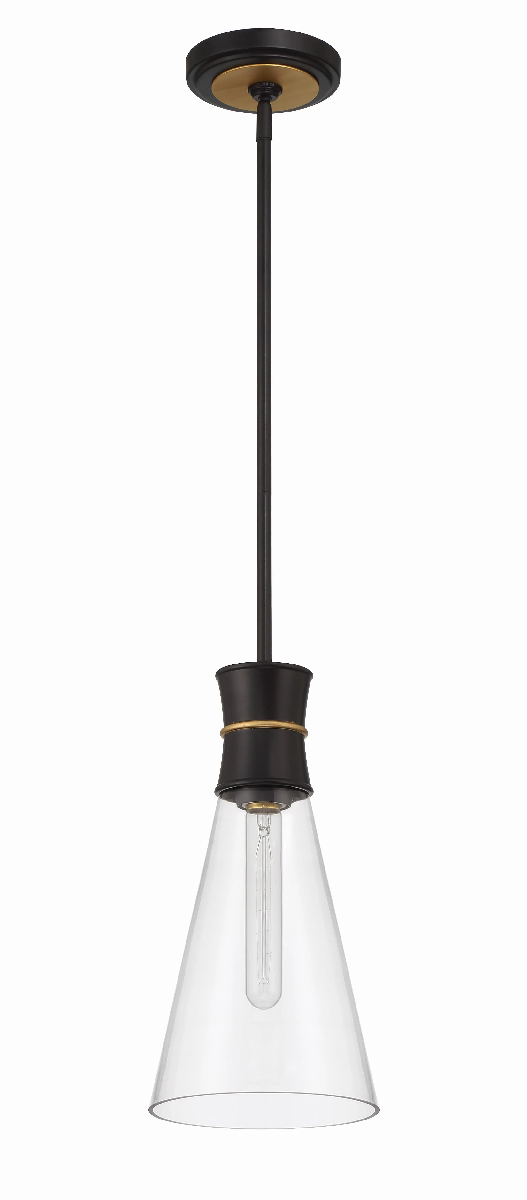 Crystorama Quinn 7'' Matte Black + Textured Gold Pendant - Image 5