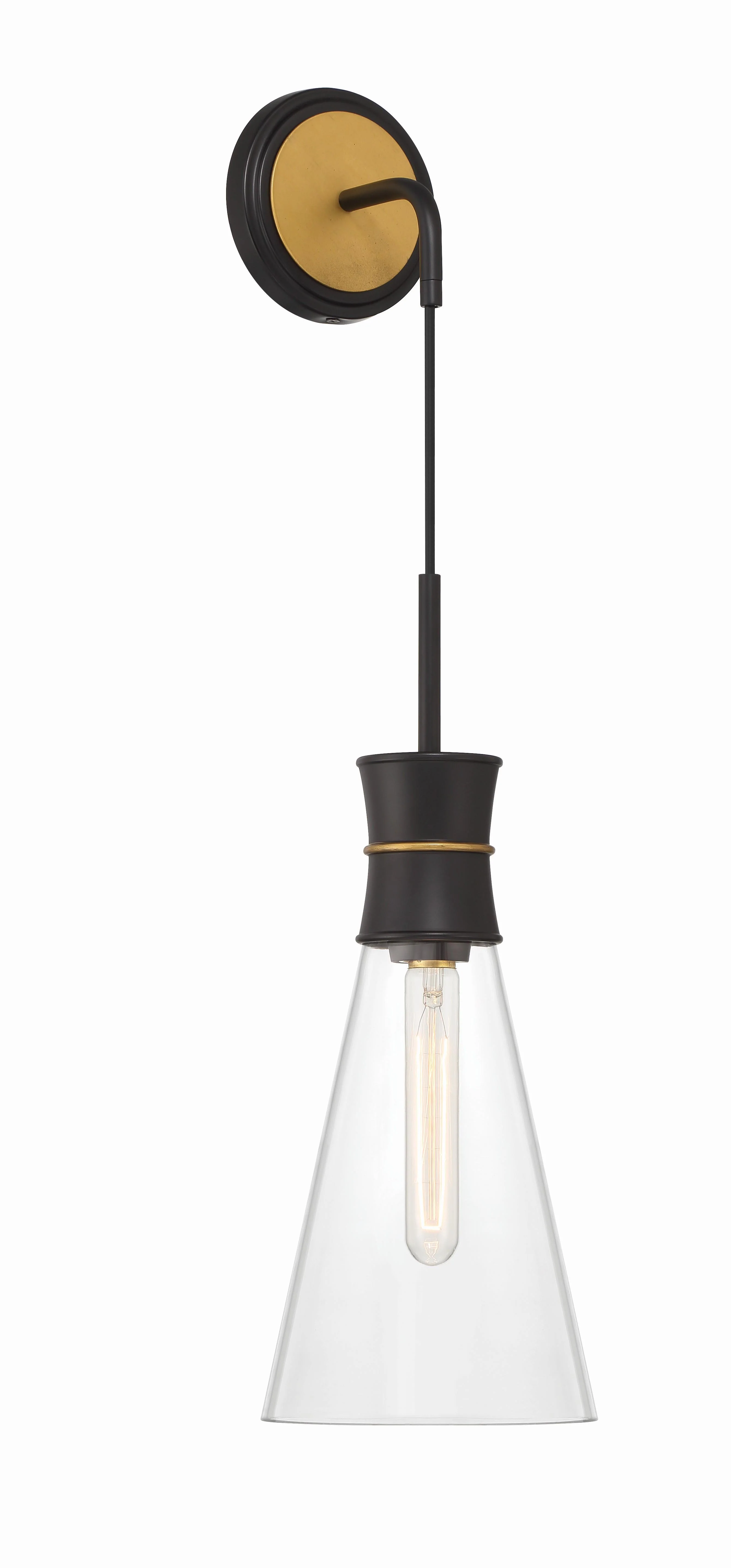 Crystorama Quinn 7'' Matte Black + Textured Gold Sconce