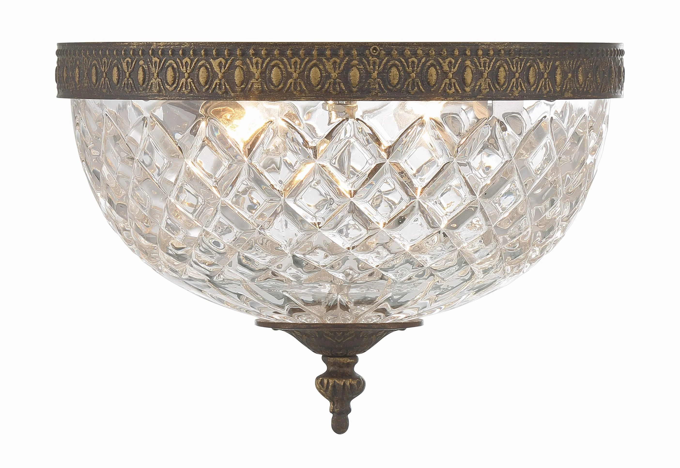 Crystorama Radley 10'' English Bronze Faceted Cut Glass Bowl Flush Mount - Image 3
