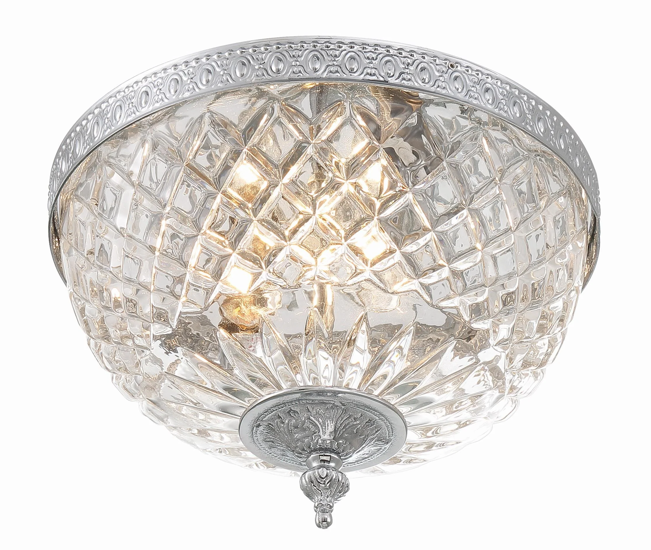 Crystorama Radley 10'' Polished Chrome Faceted Cut Glass Bowl Flush Mount - Image 5