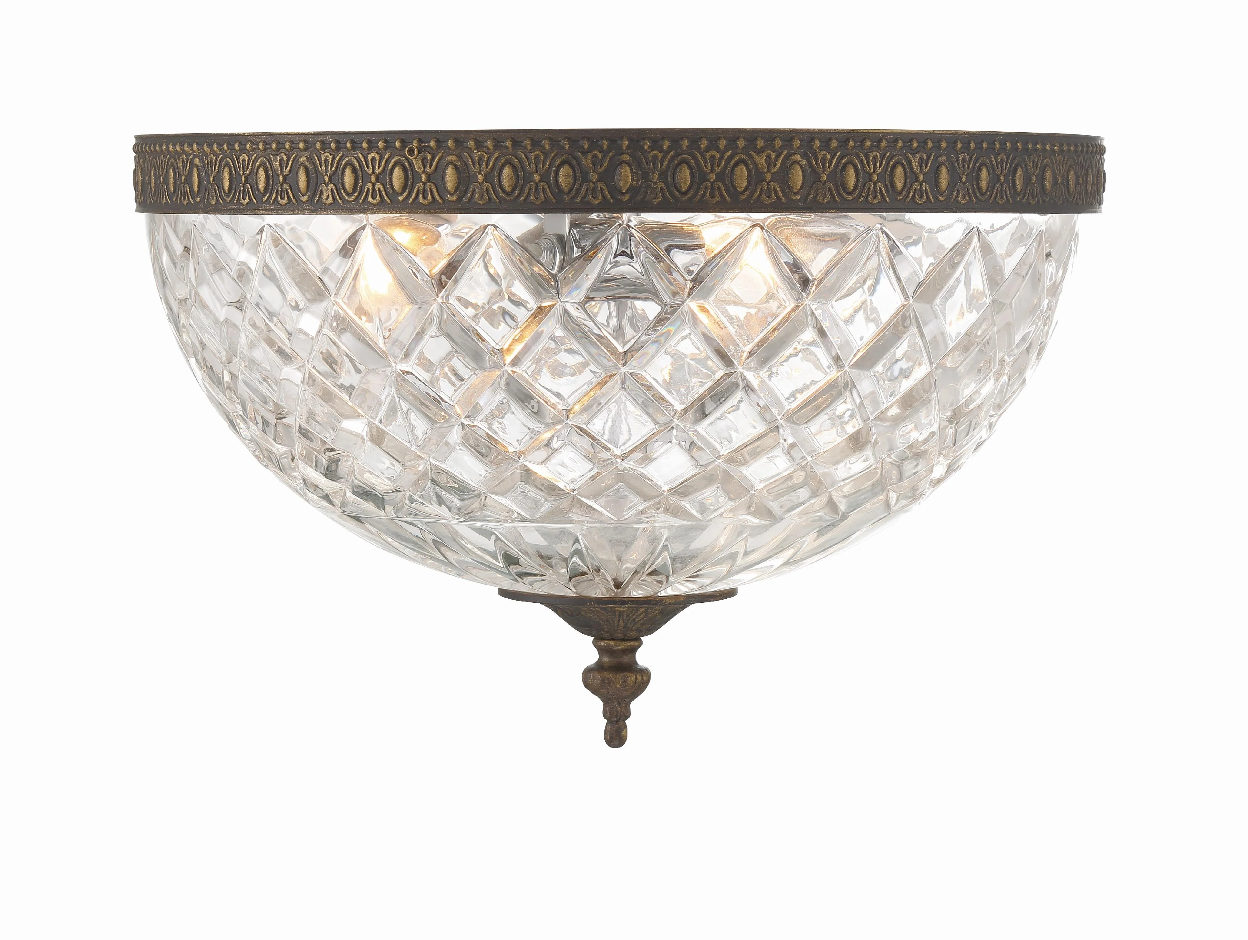 Crystorama Radley 12'' English Bronze Faceted Cut Glass Bowl Flush Mount - Image 2
