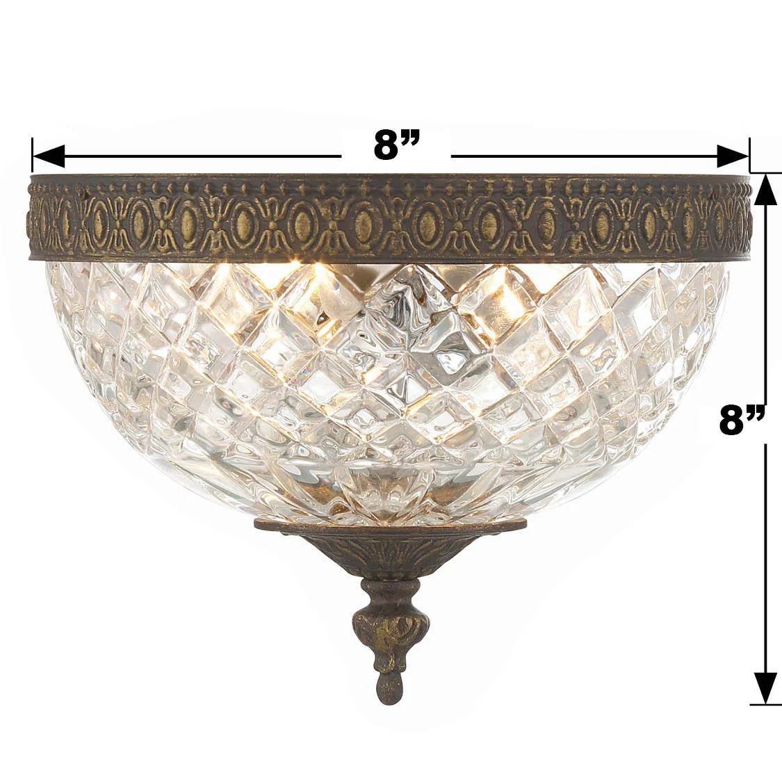 Crystorama Radley 8'' English Bronze Faceted Cut Glass Bowl Flush Mount - Image 3