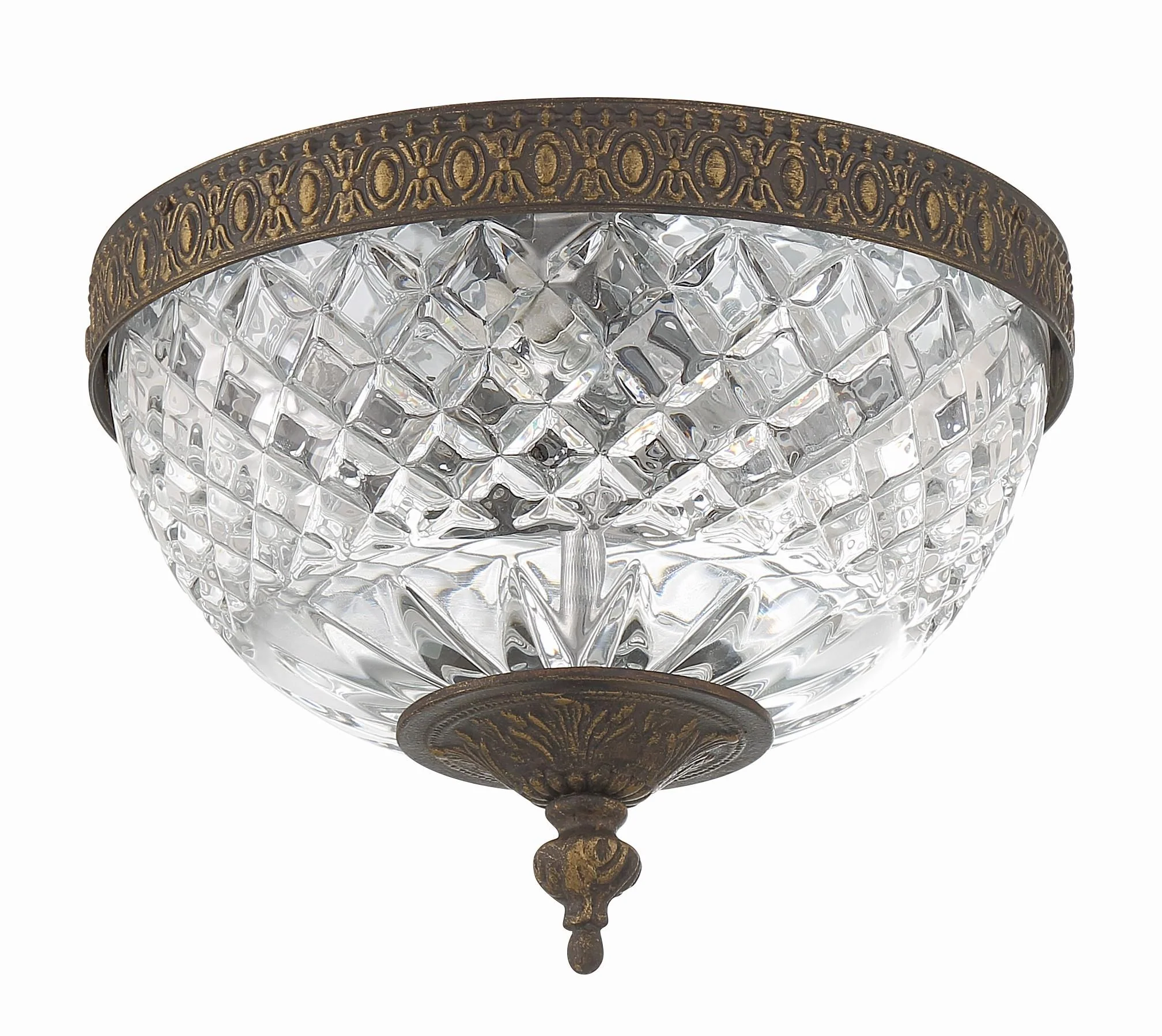 Crystorama Radley 8'' English Bronze Faceted Cut Glass Bowl Flush Mount - Image 4