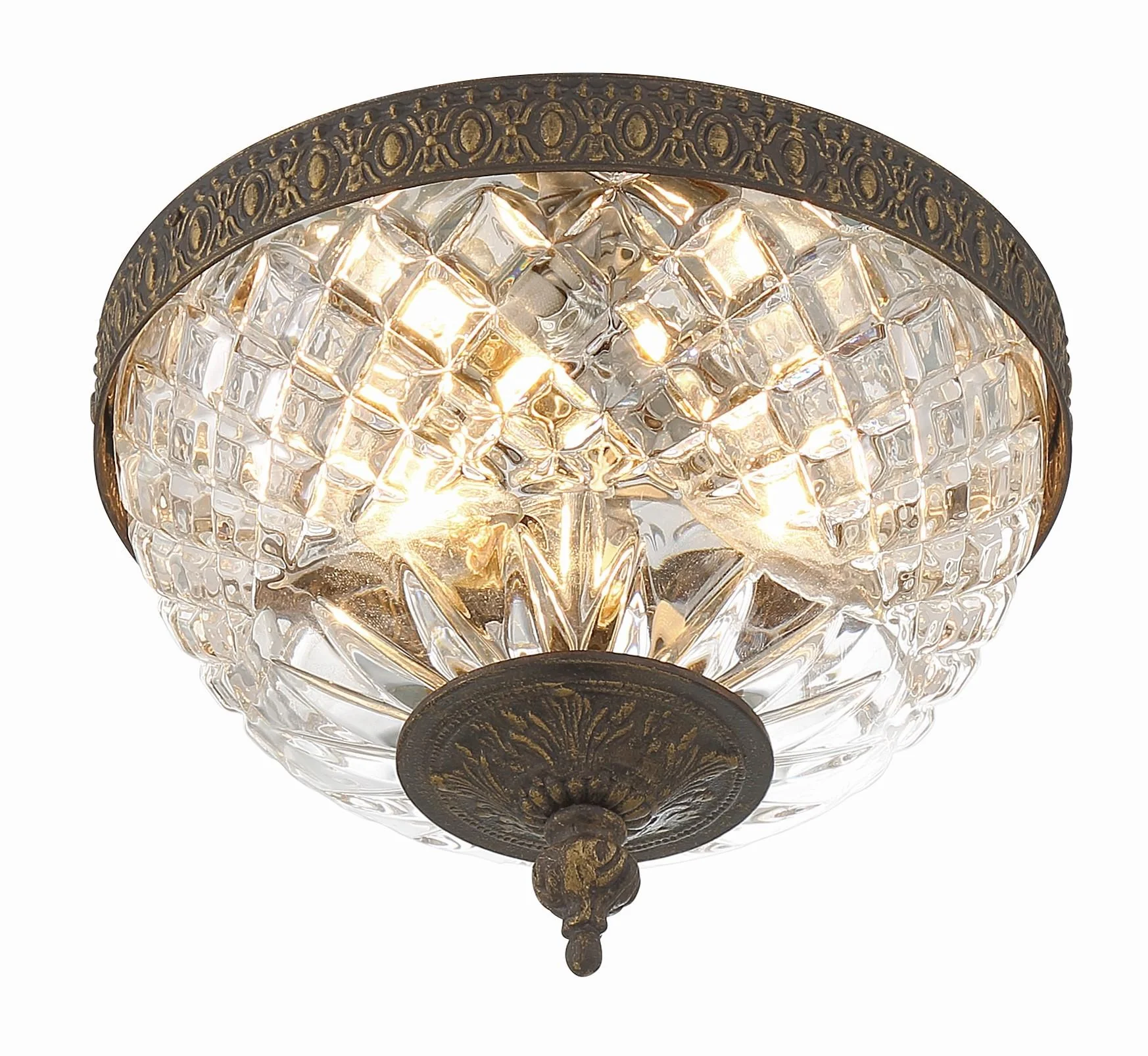 Crystorama Radley 8'' English Bronze Faceted Cut Glass Bowl Flush Mount - Image 5