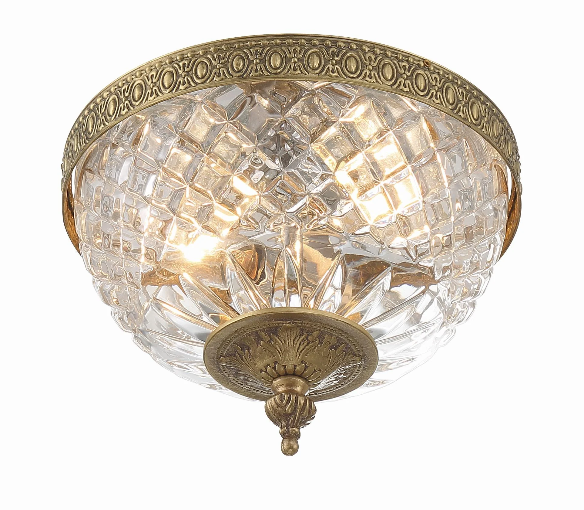 Crystorama Radley 8'' Olde Brass Faceted Cut Glass Bowl Flush Mount - Image 4