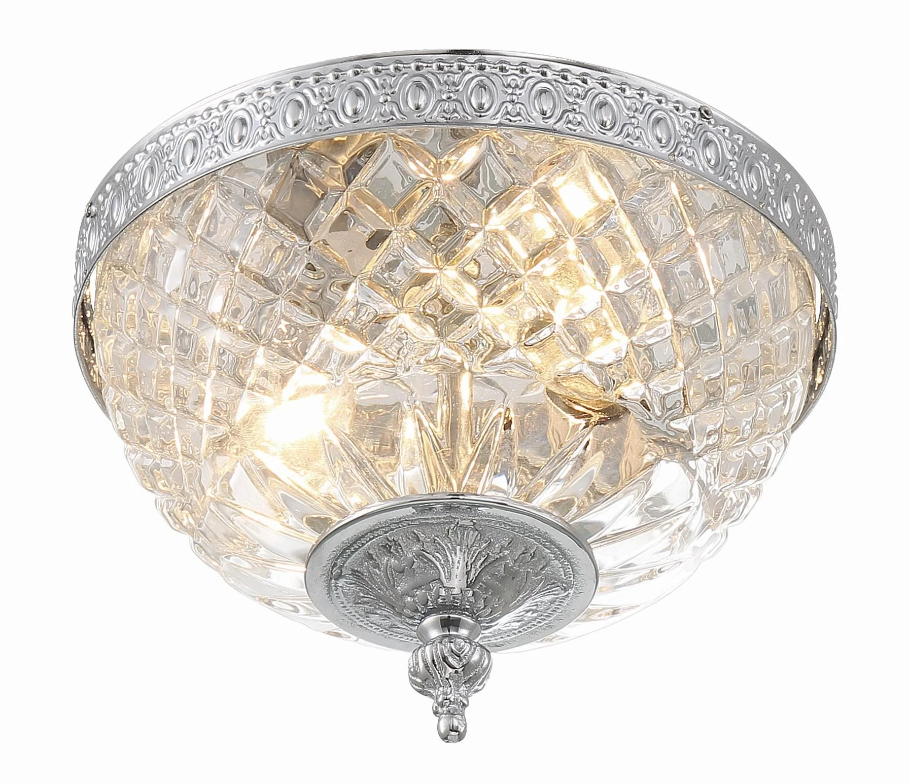 Crystorama Radley 8'' Polished Chrome Faceted Cut Glass Bowl Flush Mount - Image 4
