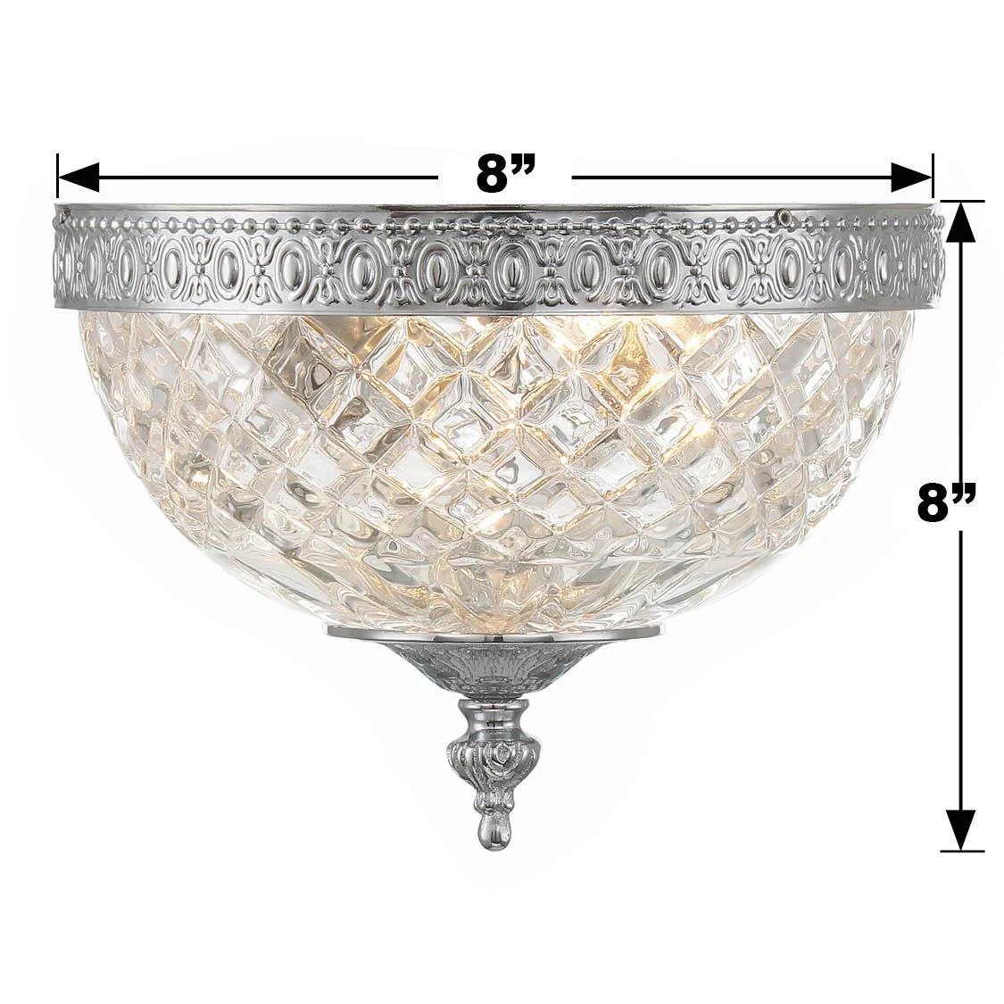 Crystorama Radley 8'' Polished Chrome Faceted Cut Glass Bowl Flush Mount - Image 6