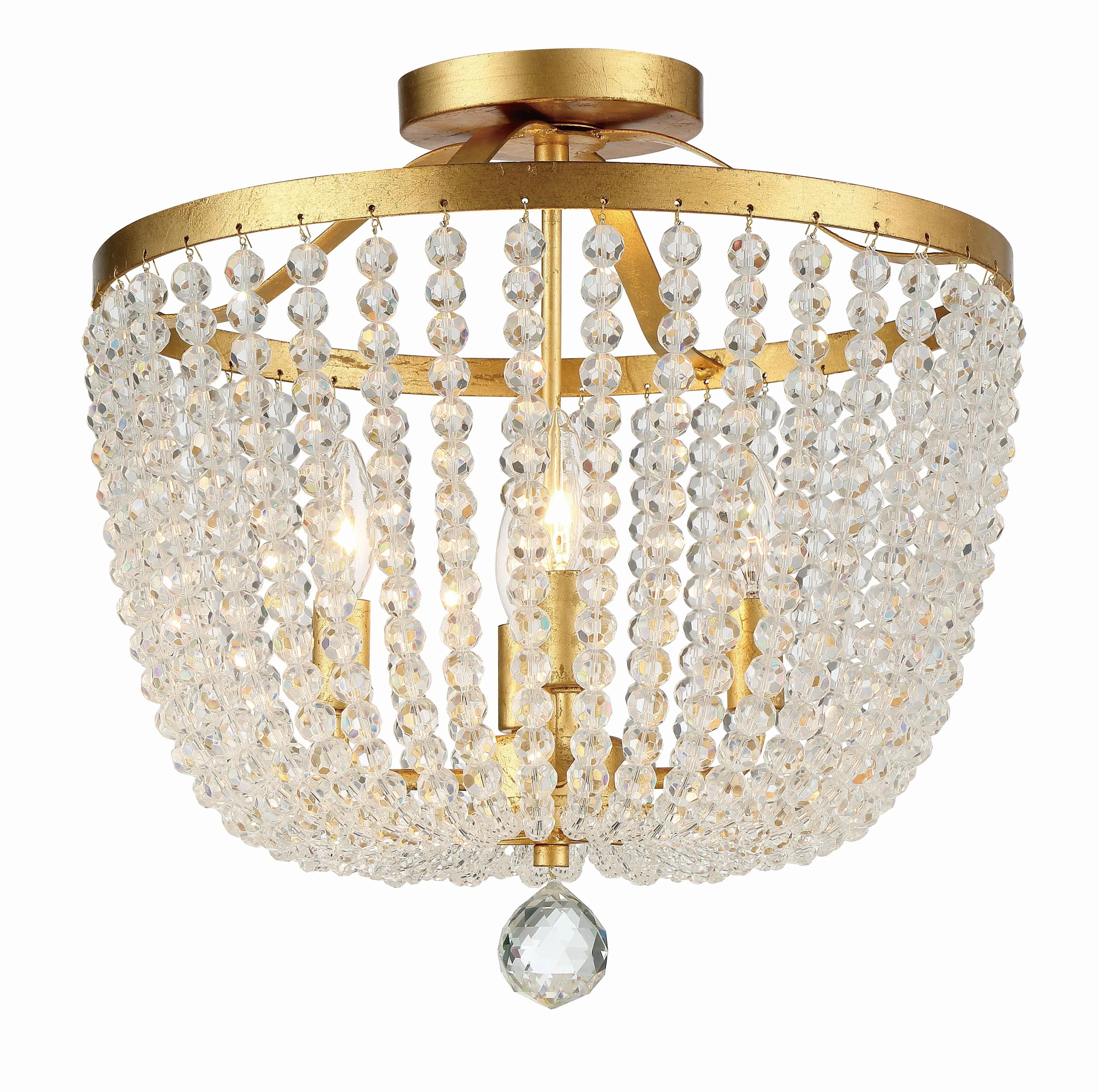 Crystorama Rylee 16.5'' Antique Gold Semi Flush Mount