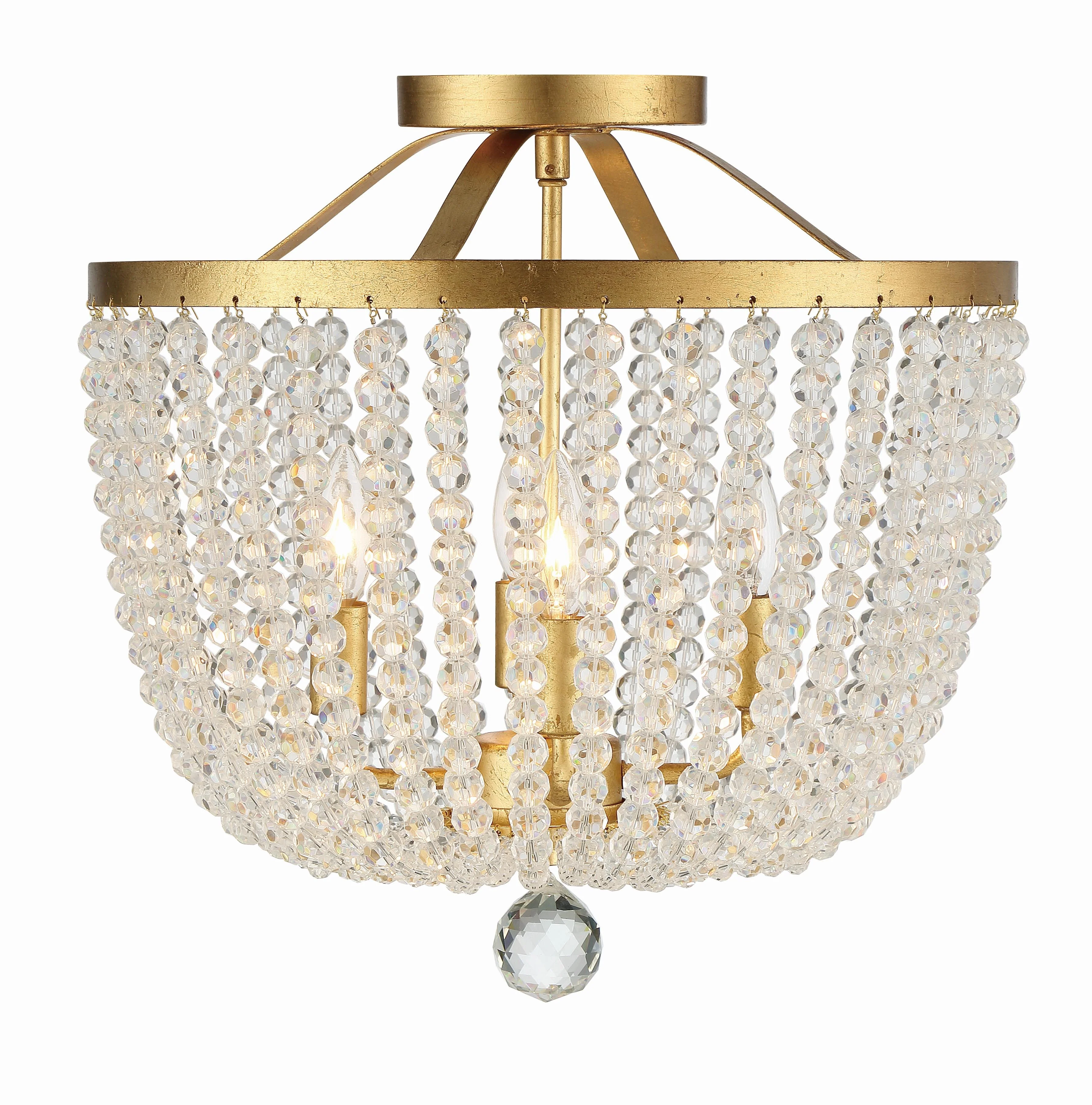 Crystorama Rylee 16.5'' Antique Gold Semi Flush Mount - Image 3
