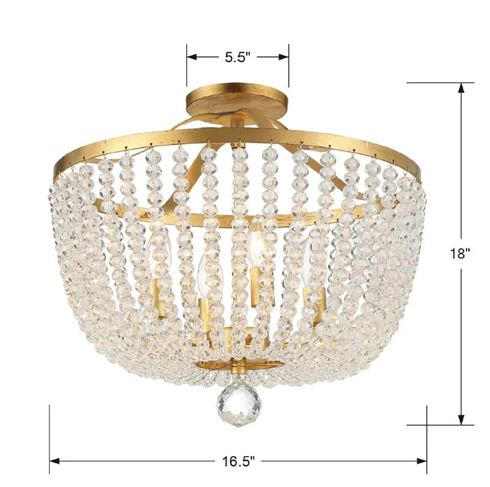 Crystorama Rylee 16.5'' Antique Gold Semi Flush Mount - Image 6