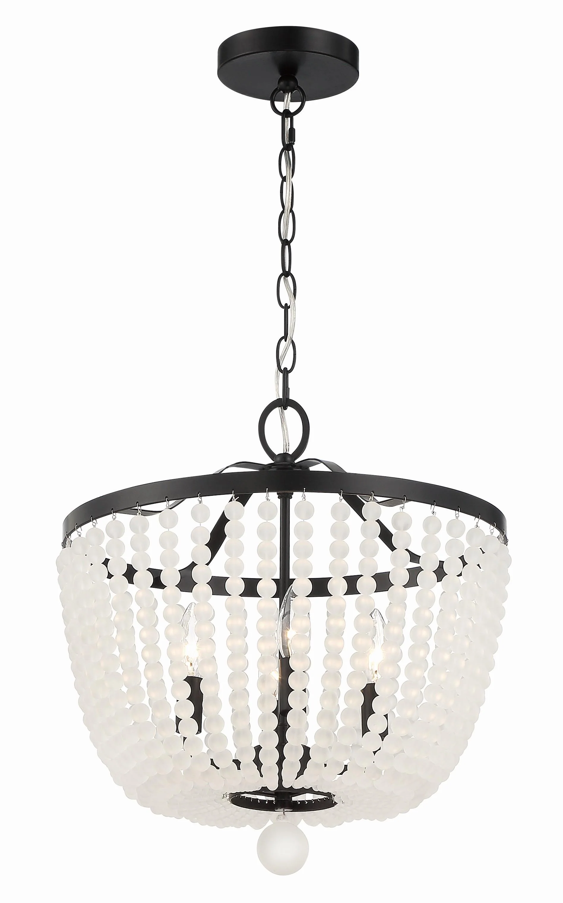 Crystorama Rylee 16.5'' Matte Black Frosted Beads Chandelier - Image 3