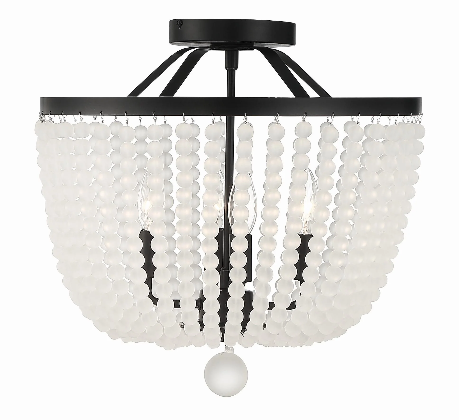 Crystorama Rylee 16.5'' Matte Black Frosted Beads Semi Flush Mount - Image 2