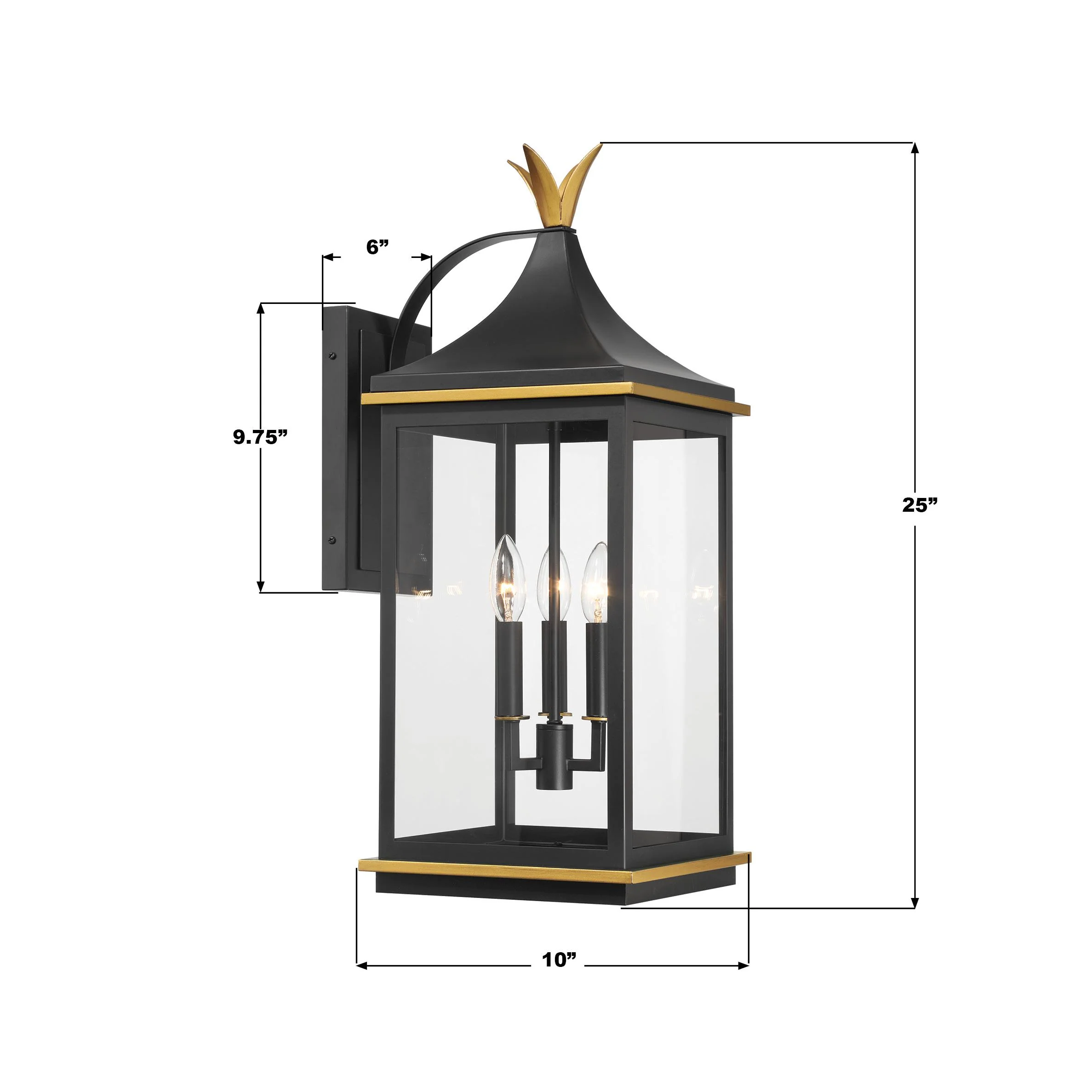 Crystorama Simpson 10'' Matte Black + Textured Gold Outdoor Sconce - Image 3