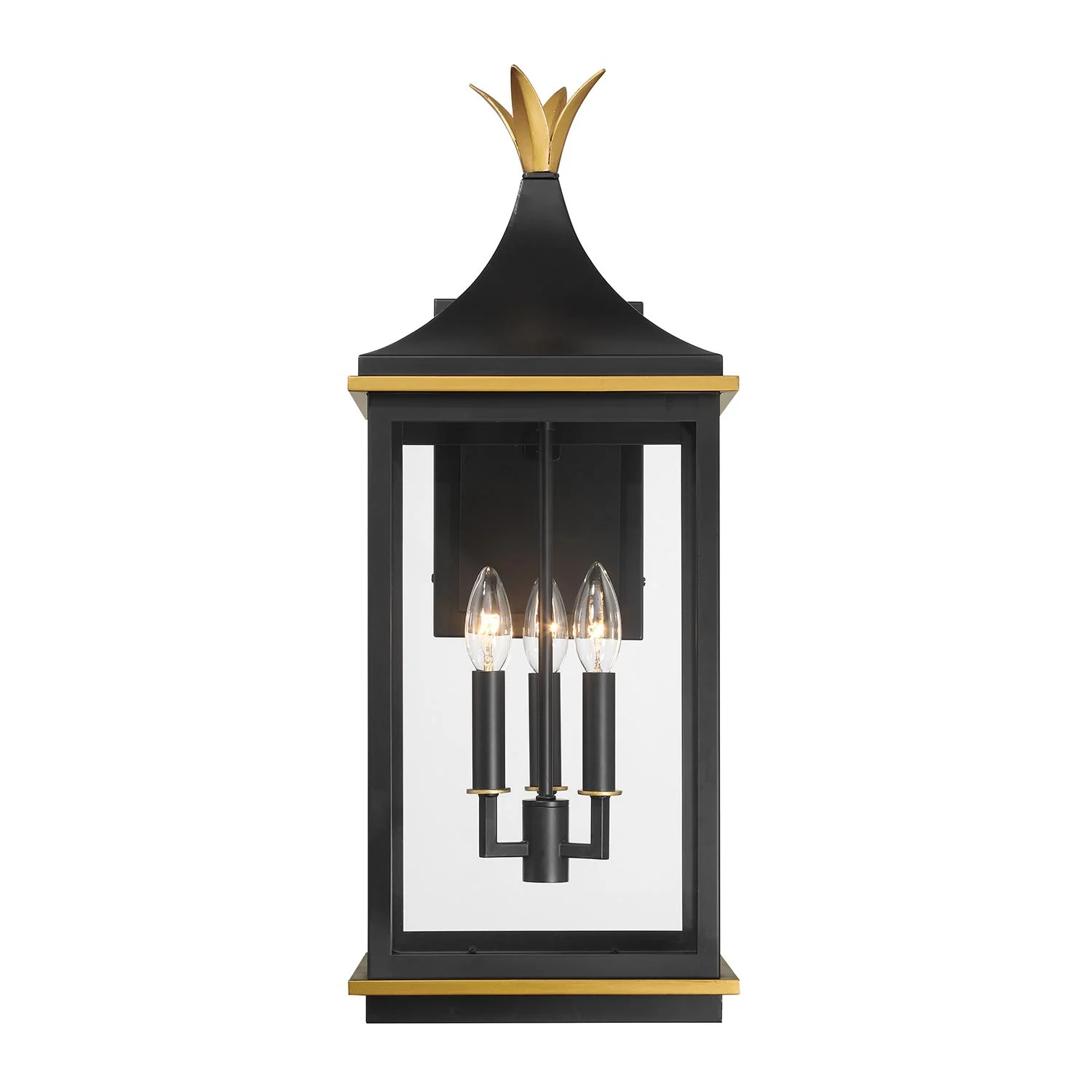 Crystorama Simpson 10'' Matte Black + Textured Gold Outdoor Sconce - Image 4