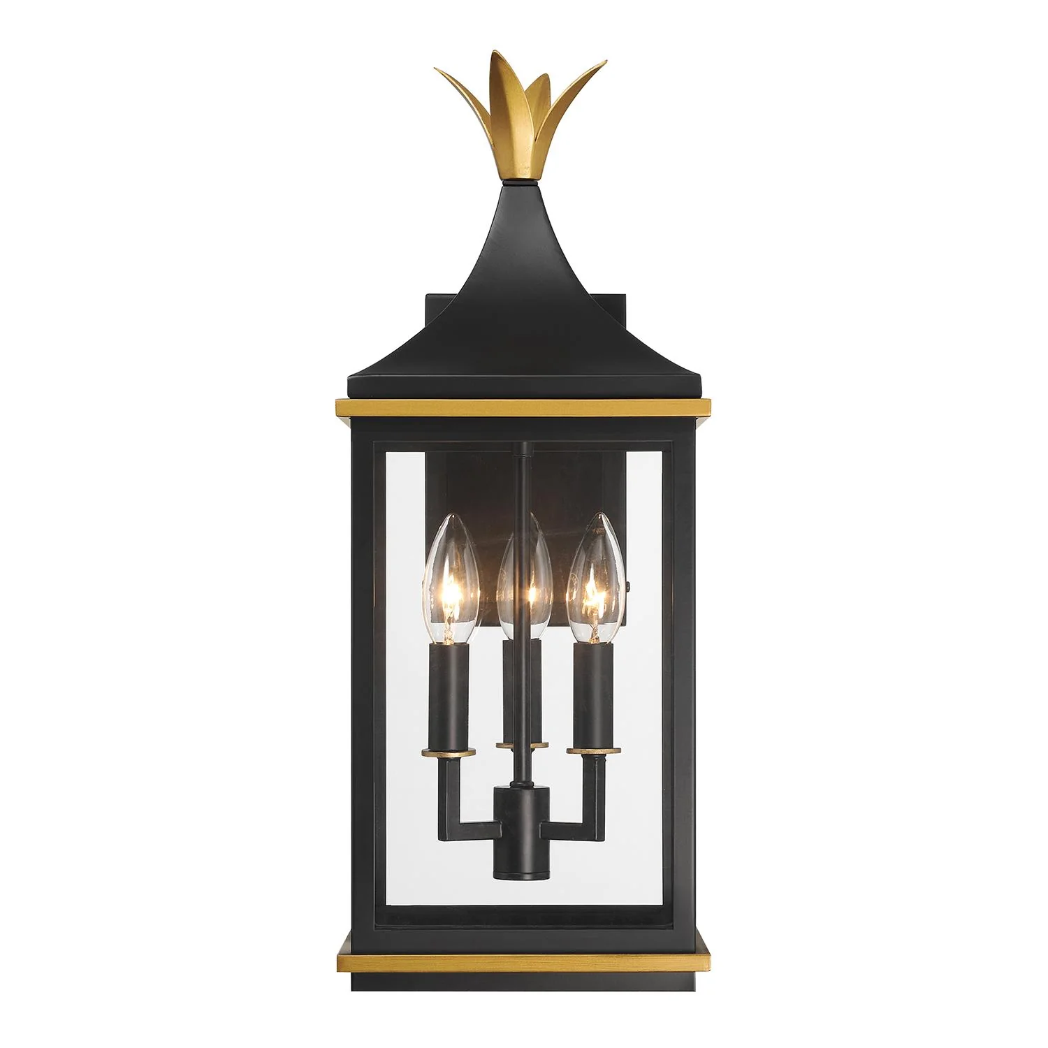 Crystorama Simpson 8'' Matte Black + Textured Gold Outdoor Sconce - Image 3