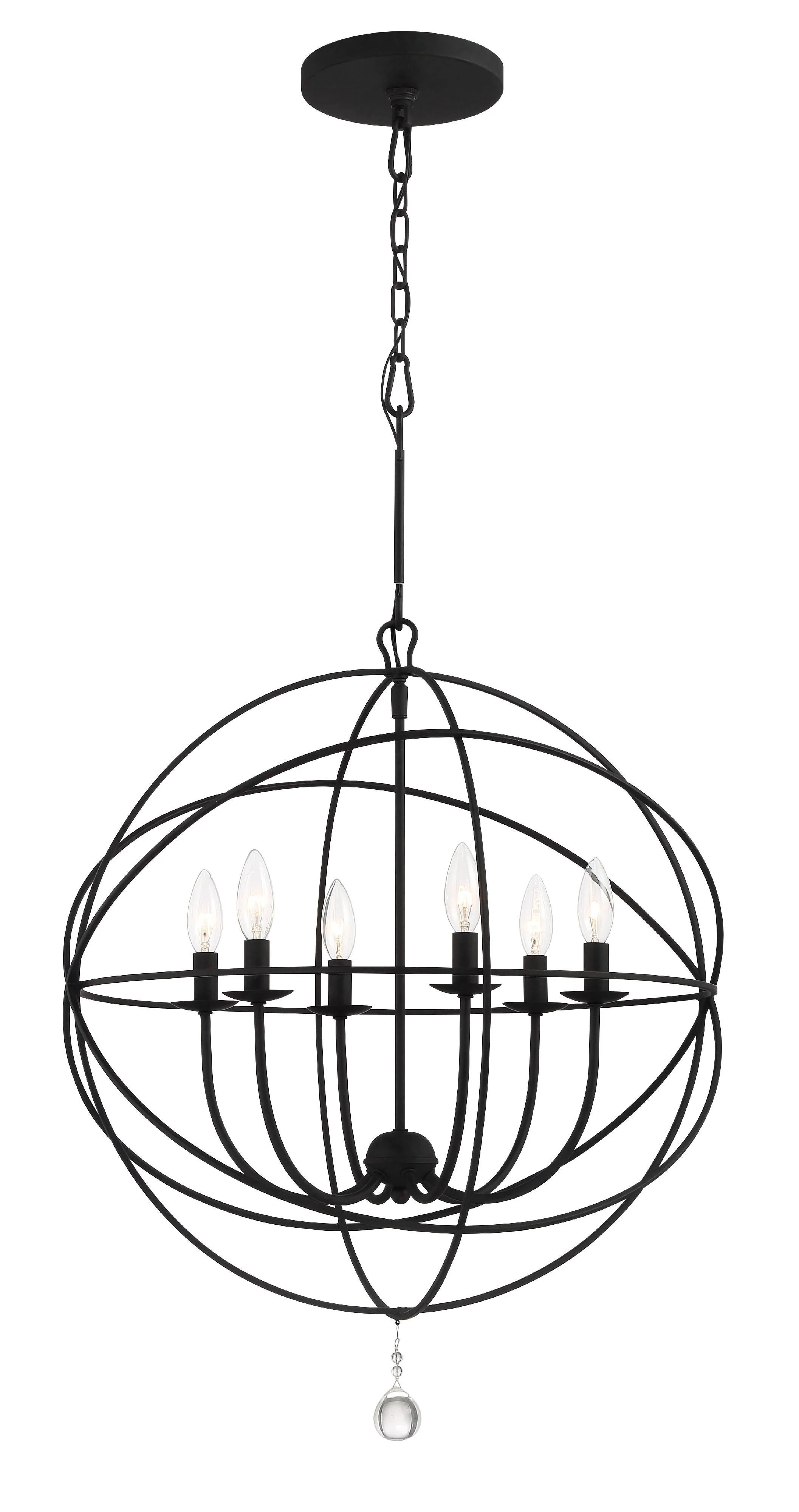 Crystorama Solaris 28.5'' Black Chandelier
