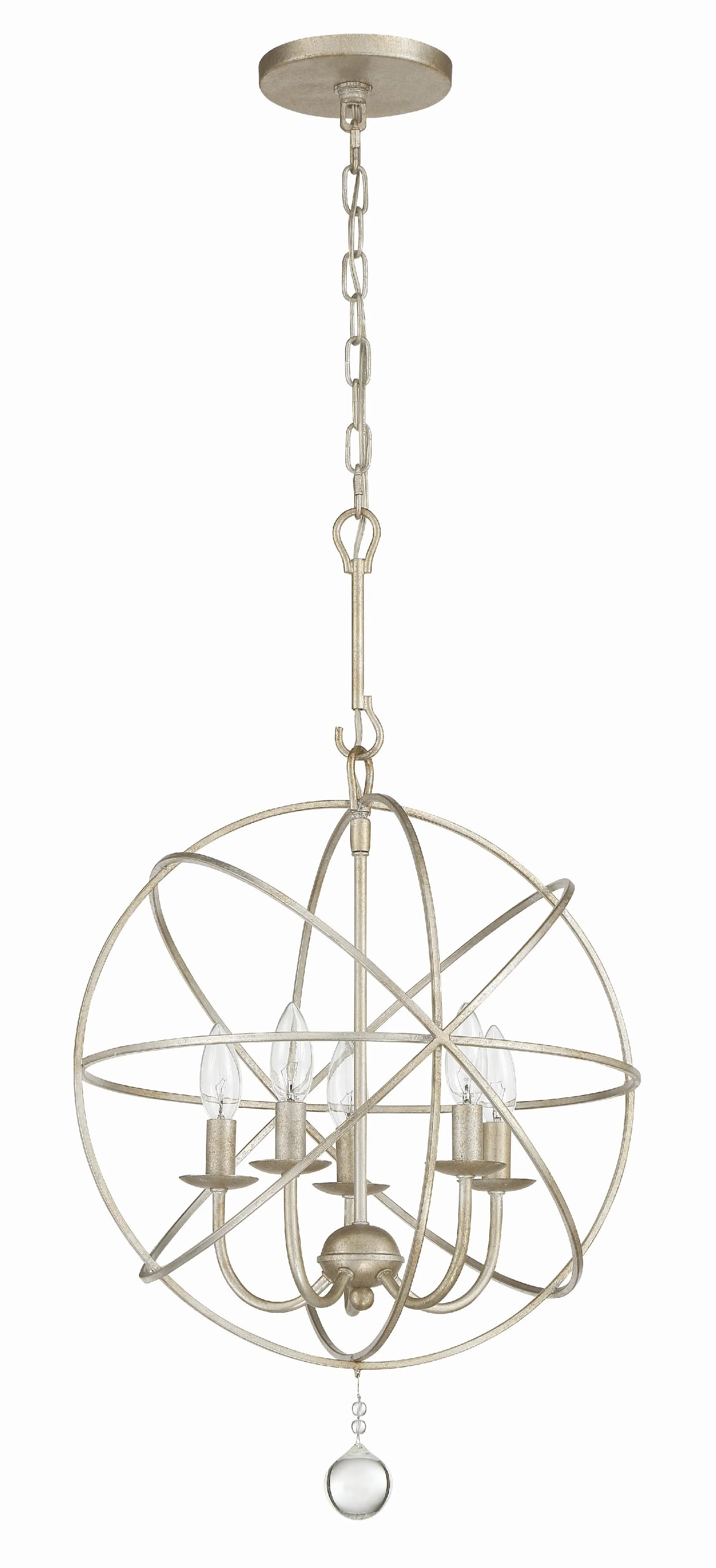 Crystorama Solaris 5 Light Olde Silver Mini Chandelier - Image 4