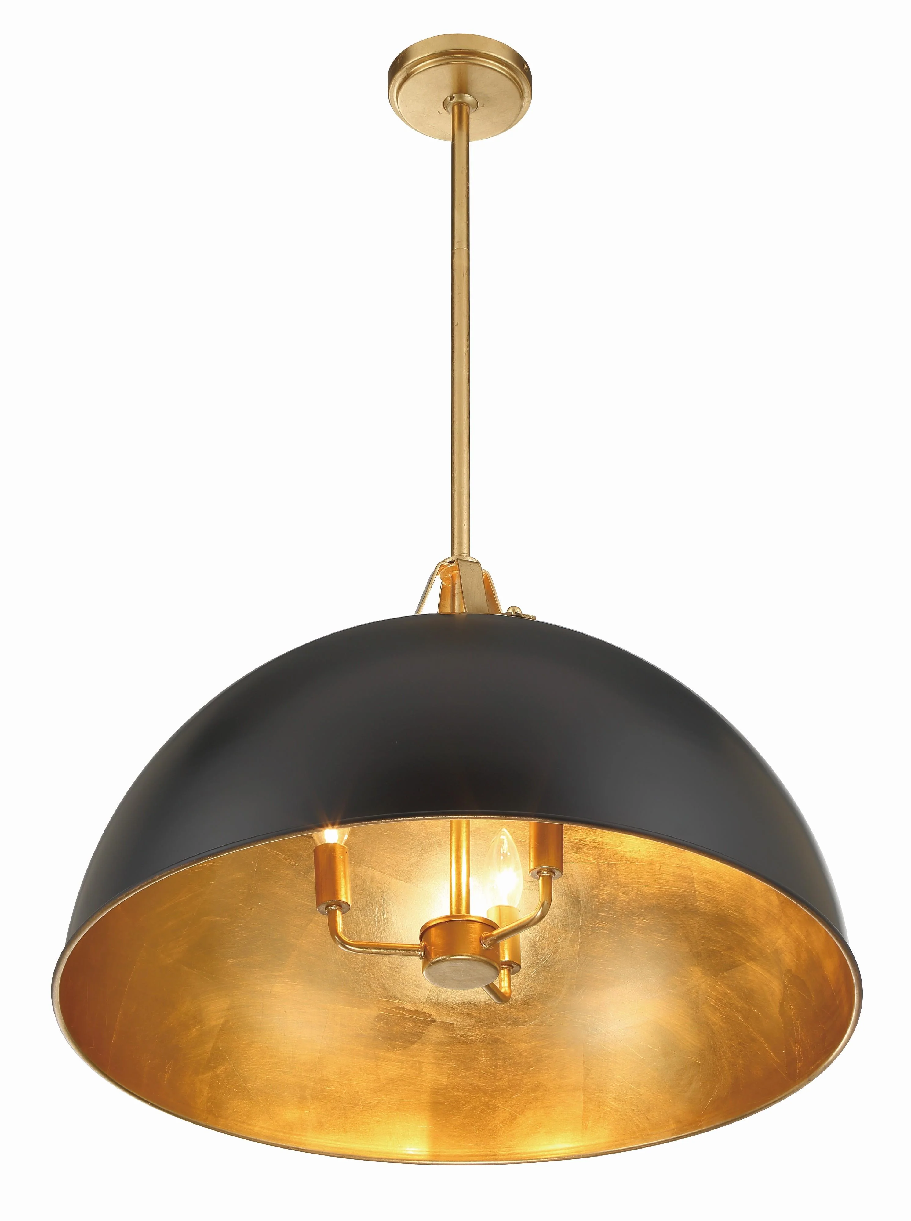 Crystorama Soto 23.5'' Matte Black + Antique Gold Pendant - Image 6