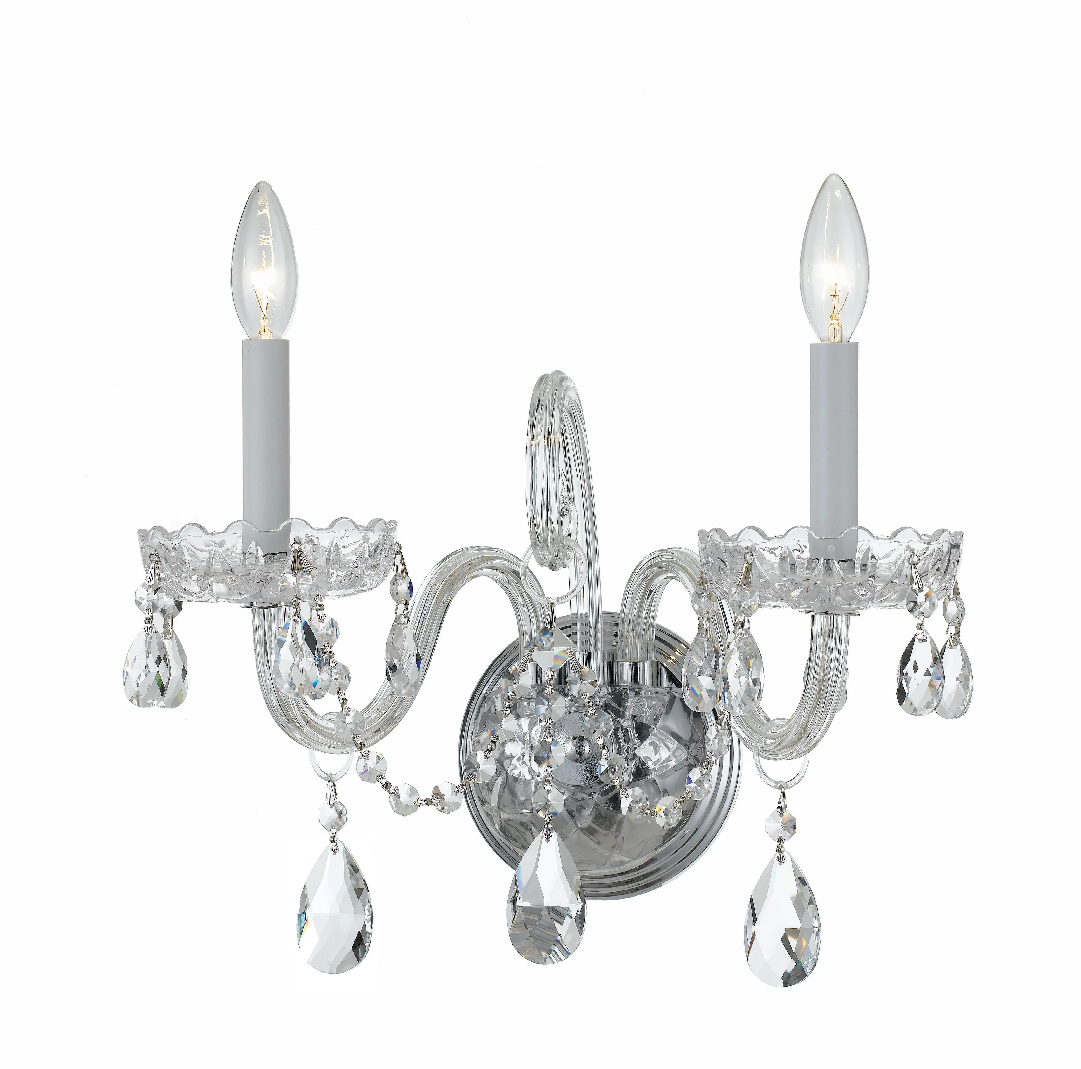Crystorama Traditional Crystal 15'' Swarovski Strass Crystal Polished Chrome Sconce