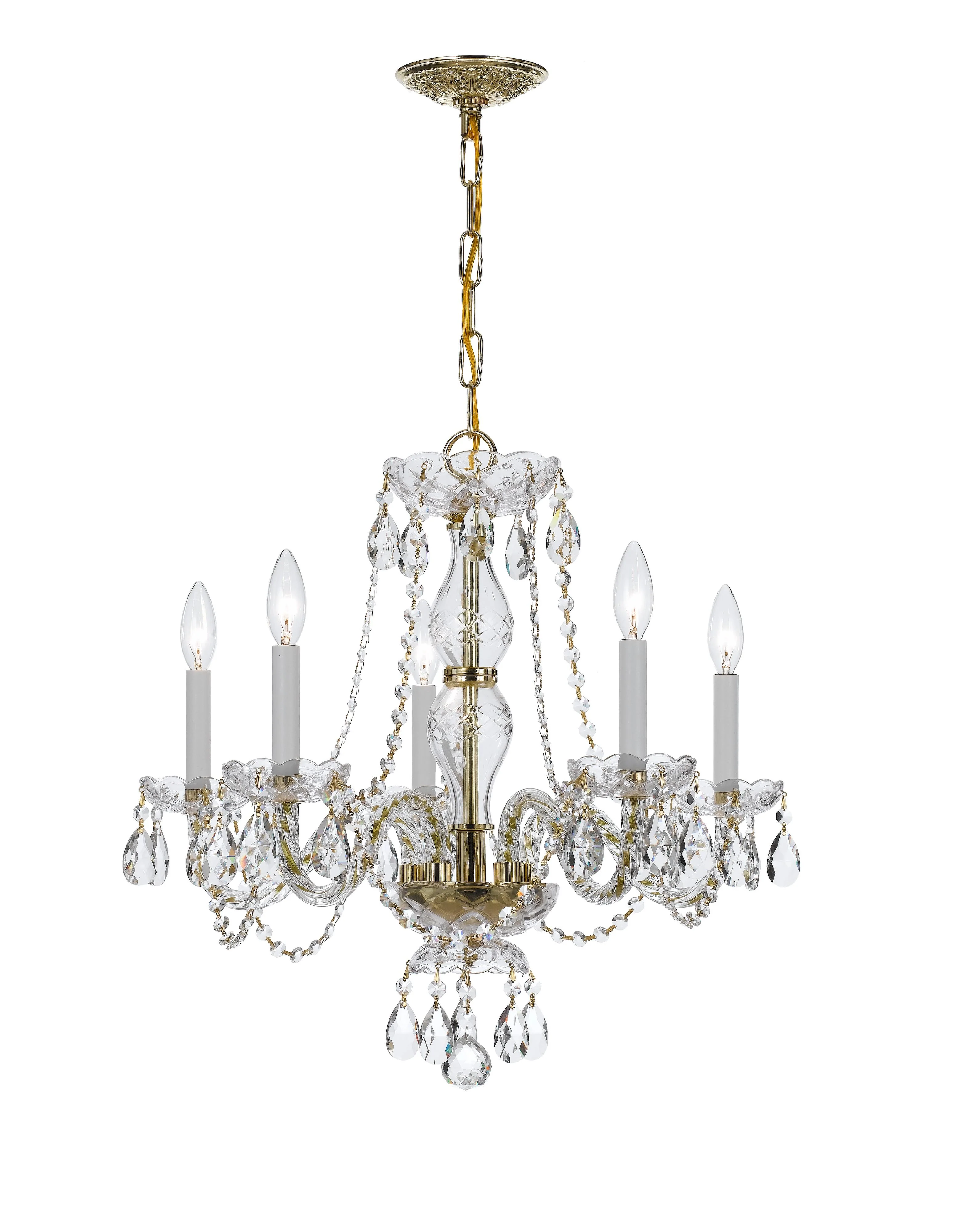 Crystorama Traditional Crystal 21'' Hand Cut Crystal Polished Brass Chandelier