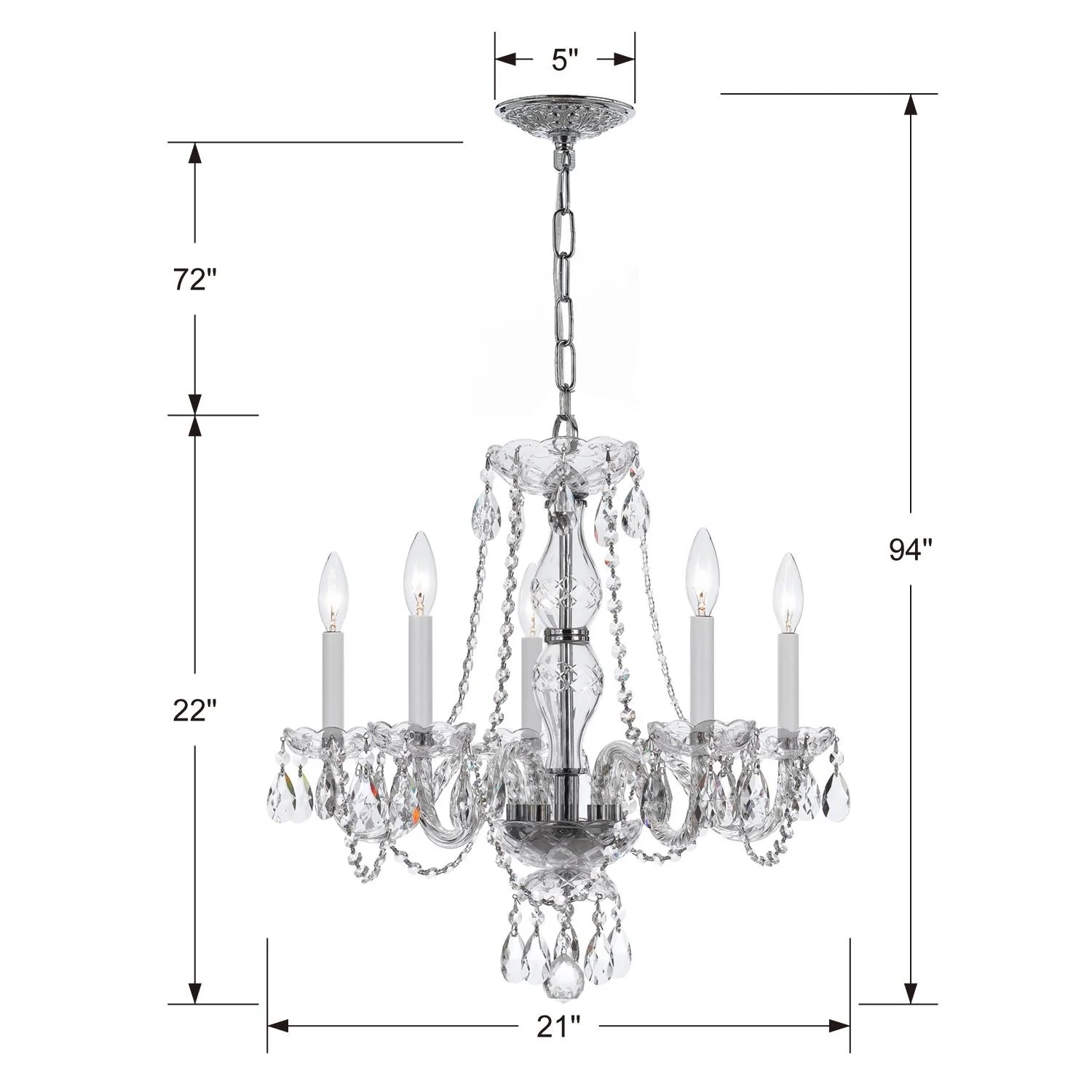 Crystorama Traditional Crystal 21'' Swarovski Spectra Crystal Polished Chrome Chandelier - Image 5