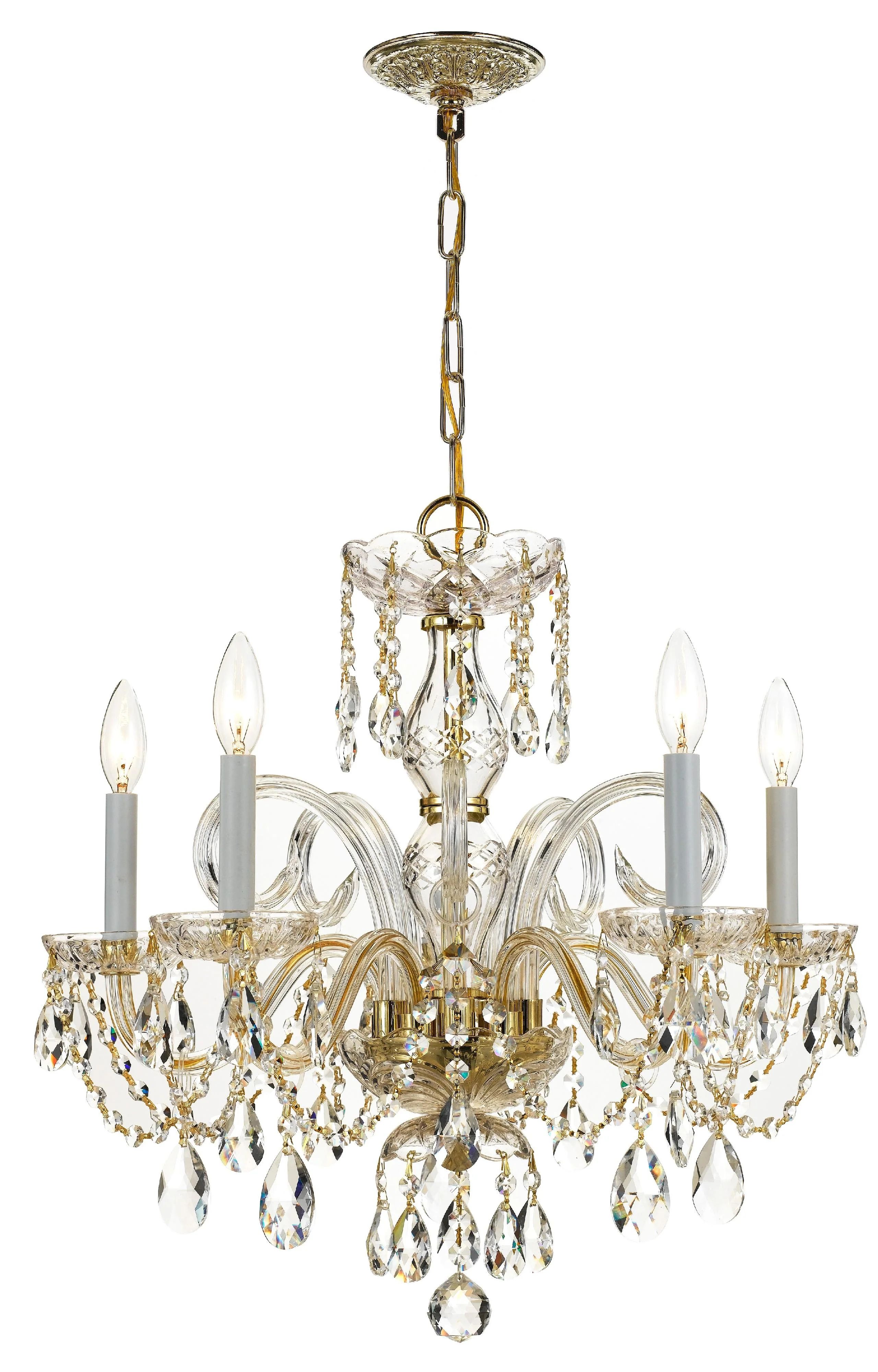 Crystorama Traditional Crystal 22'' Swarovski Strass Crystal Polished Brass Chandelier