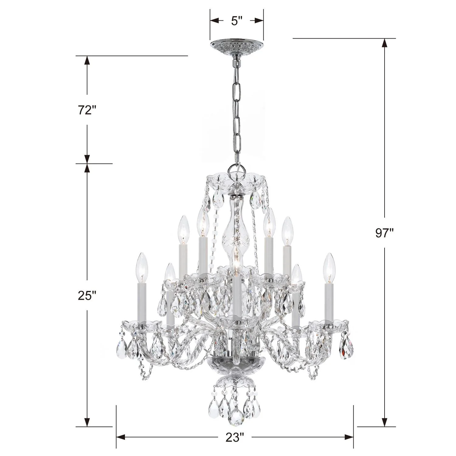 Crystorama Traditional Crystal 23'' Hand Cut Crystal Polished Chrome Chandelier - Image 3