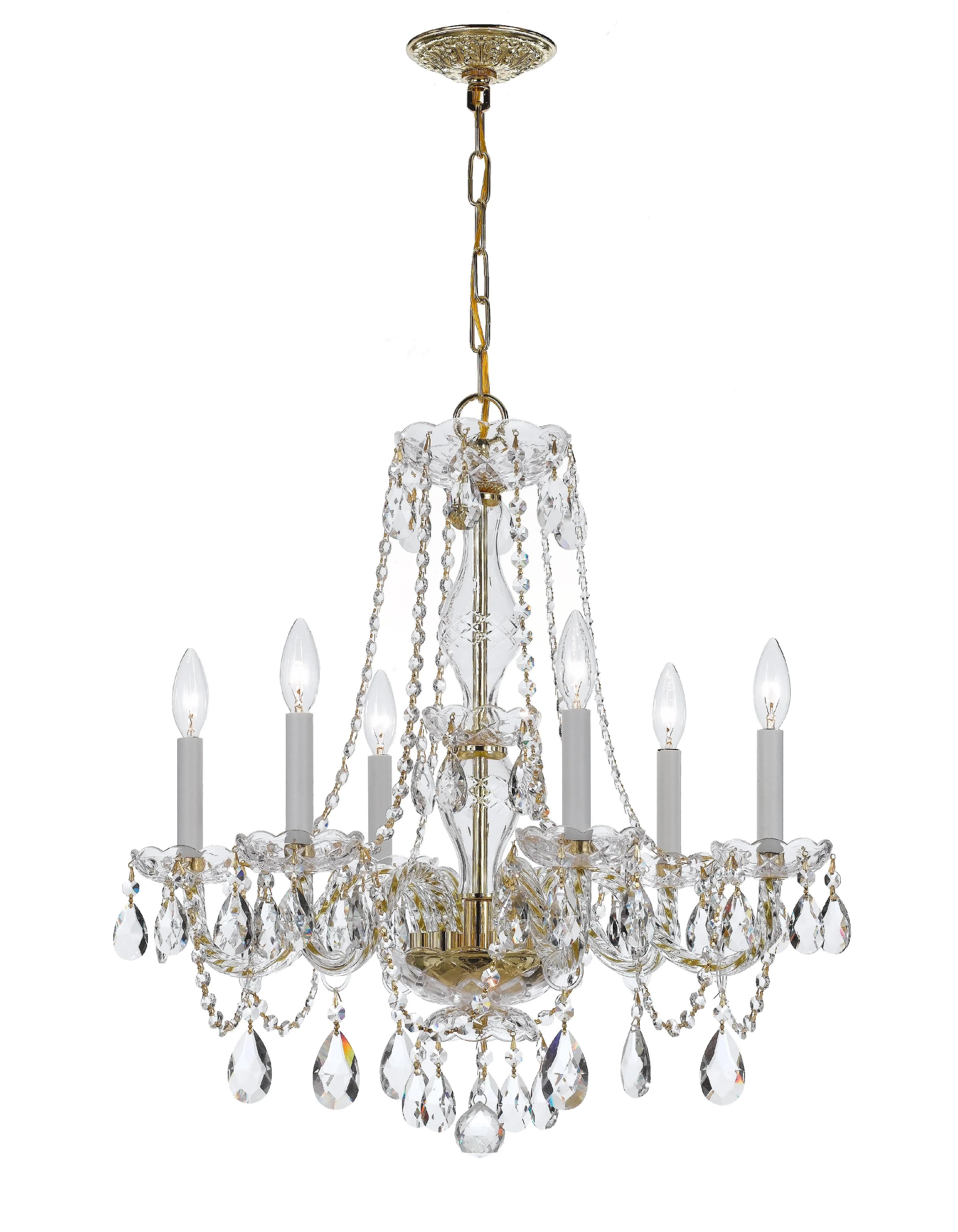 Crystorama Traditional Crystal 23'' Swarovski Strass Crystal Polished Brass Chandelier