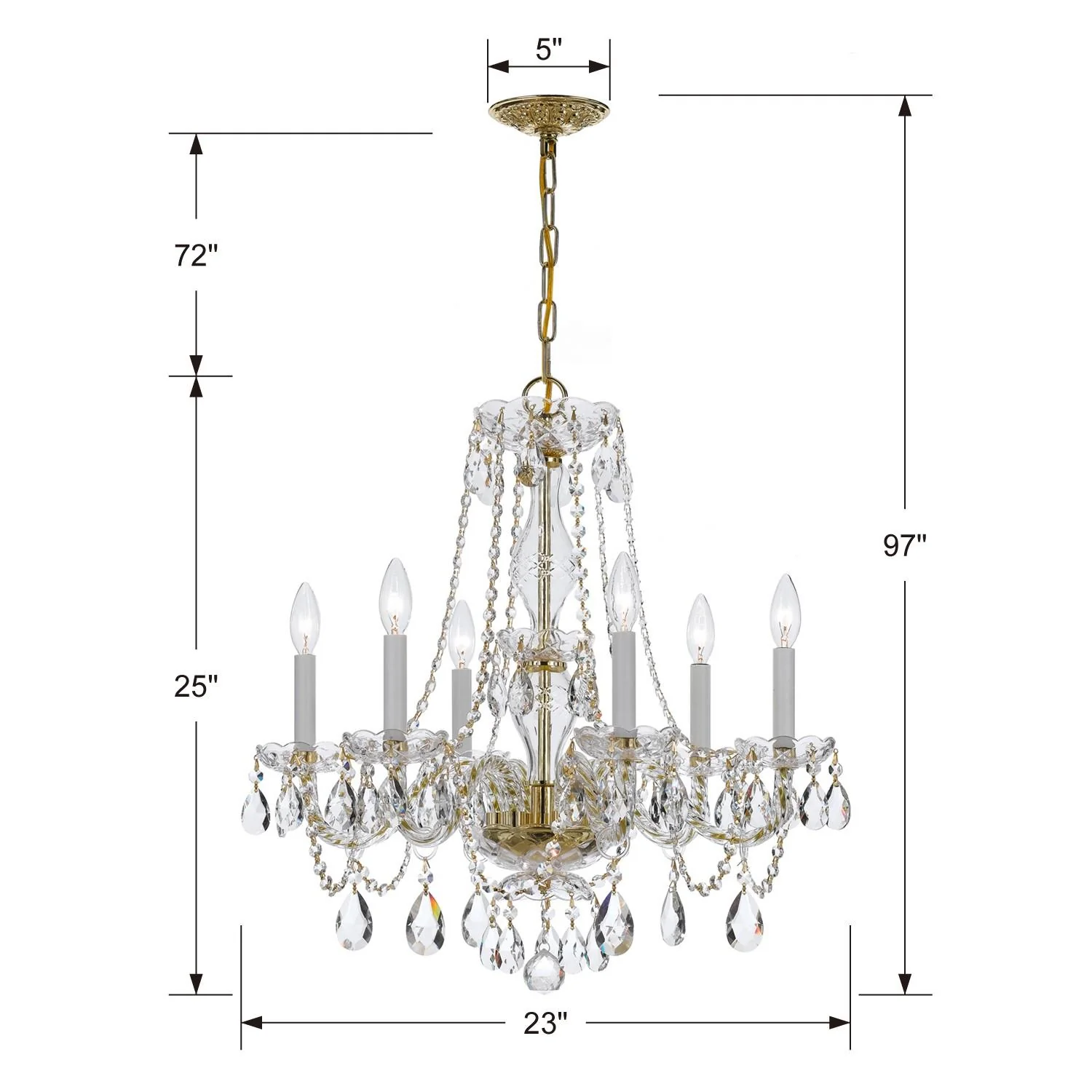 Crystorama Traditional Crystal 23'' Swarovski Strass Crystal Polished Brass Chandelier - Image 2