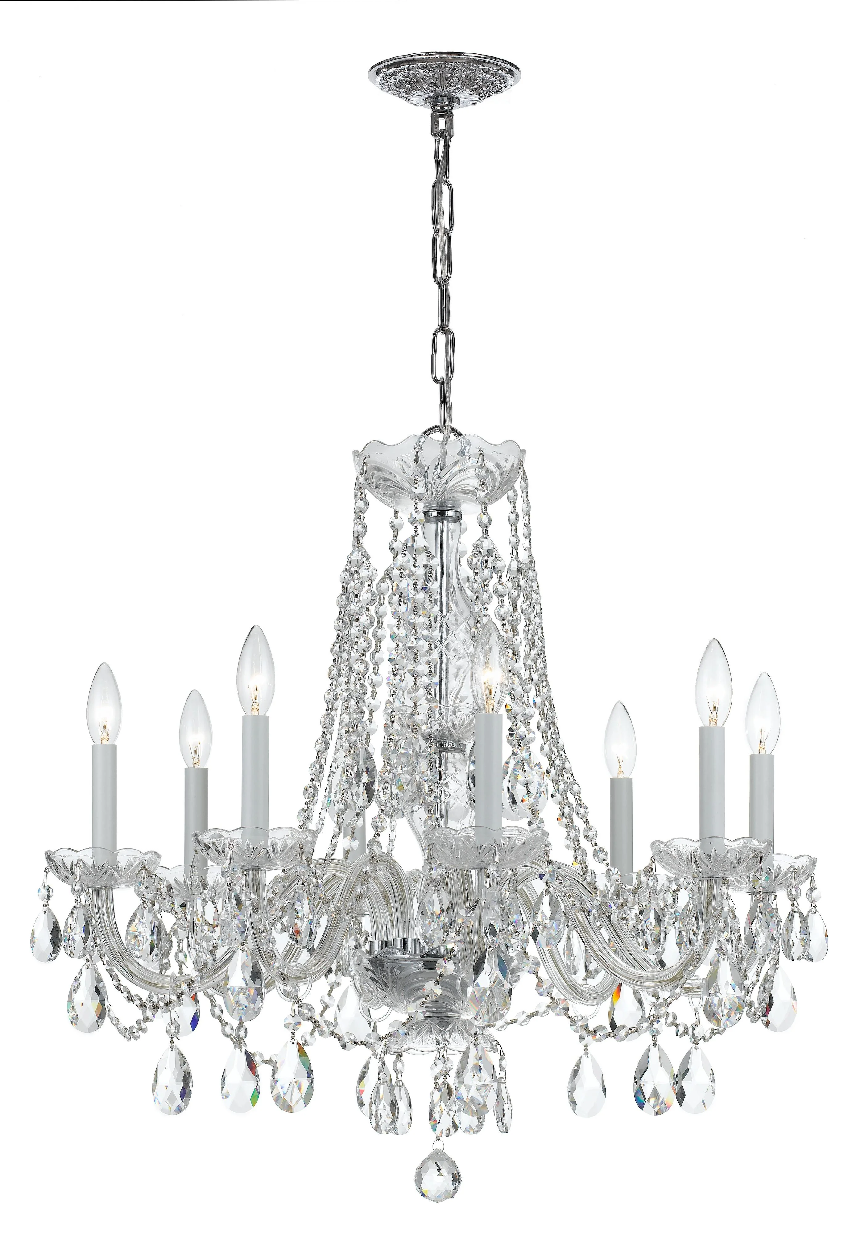 Crystorama Traditional Crystal 26'' Hand Cut Crystal Polished Chrome Chandelier
