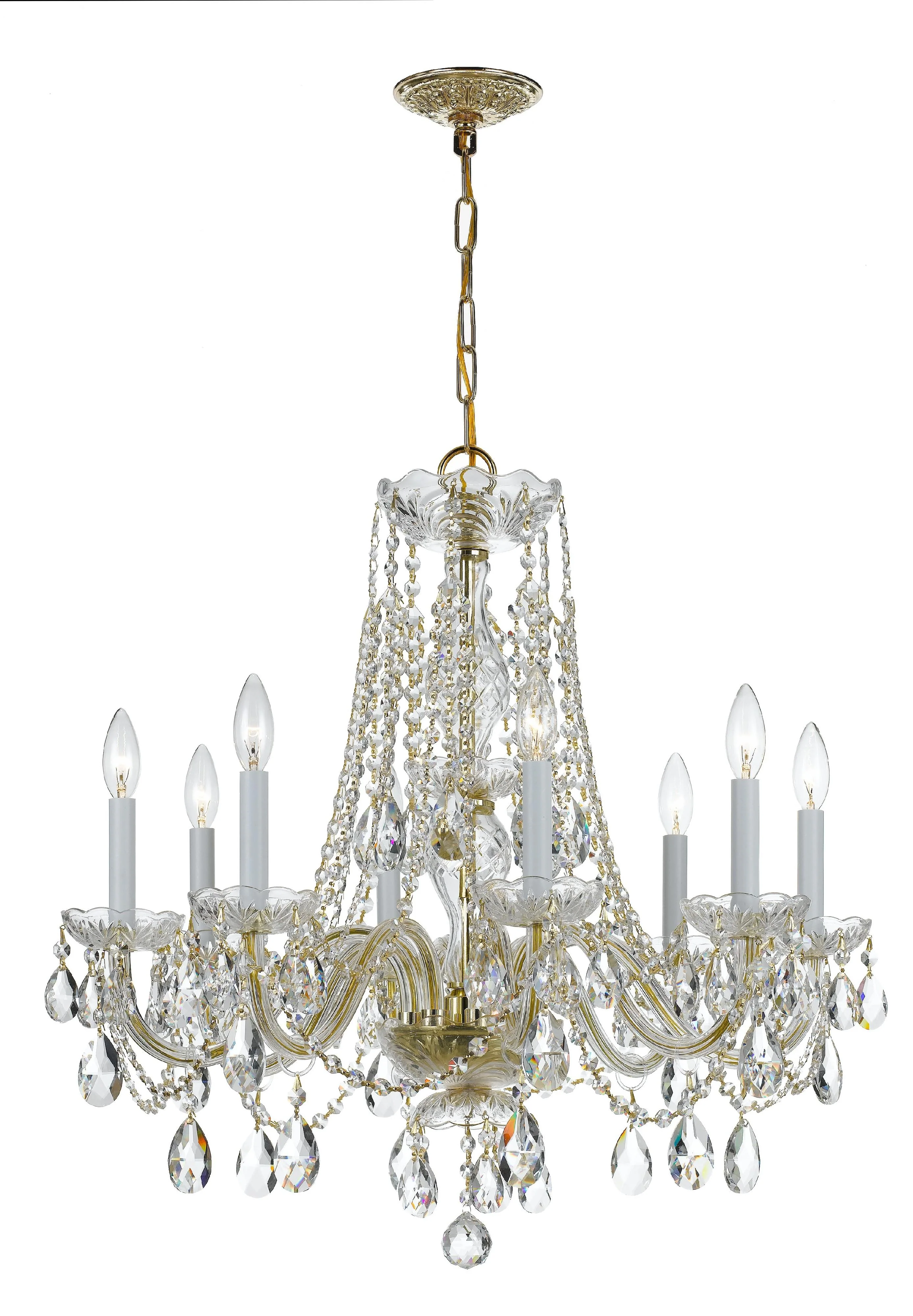 Crystorama Traditional Crystal 26'' Swarovski Strass Crystal Polished Brass Chandelier