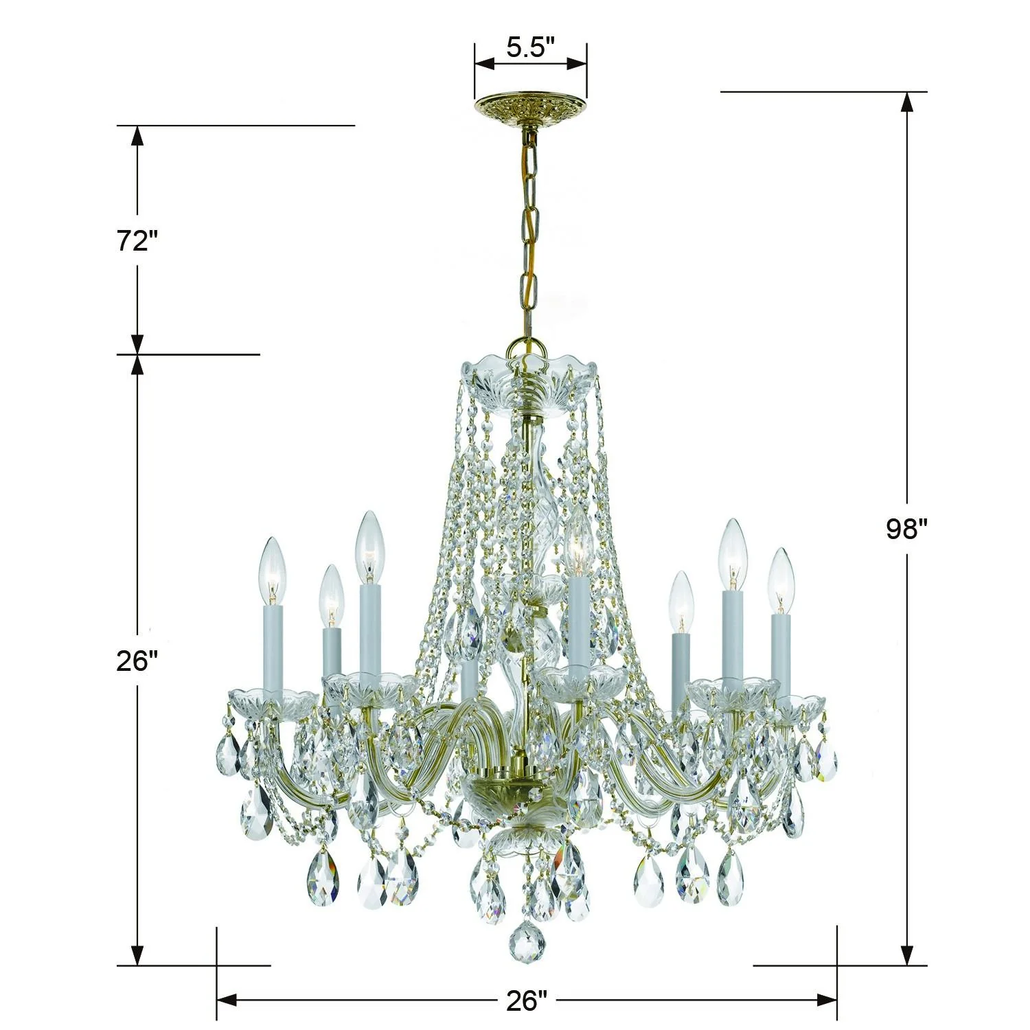 Crystorama Traditional Crystal 26'' Swarovski Strass Crystal Polished Brass Chandelier - Image 3