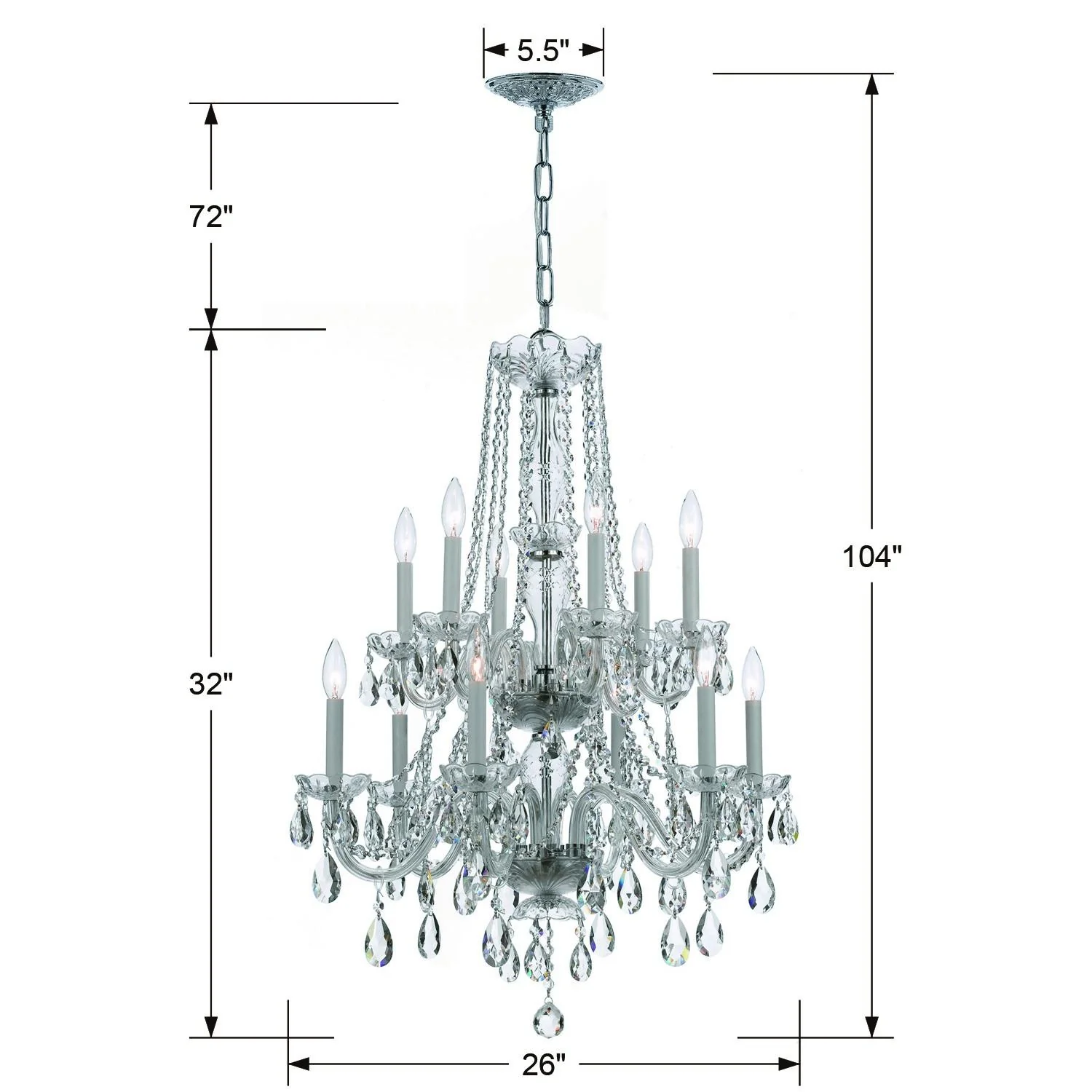 Crystorama Traditional Crystal 26.5'' Hand Cut Crystal Polished Chrome Chandelier - Image 6