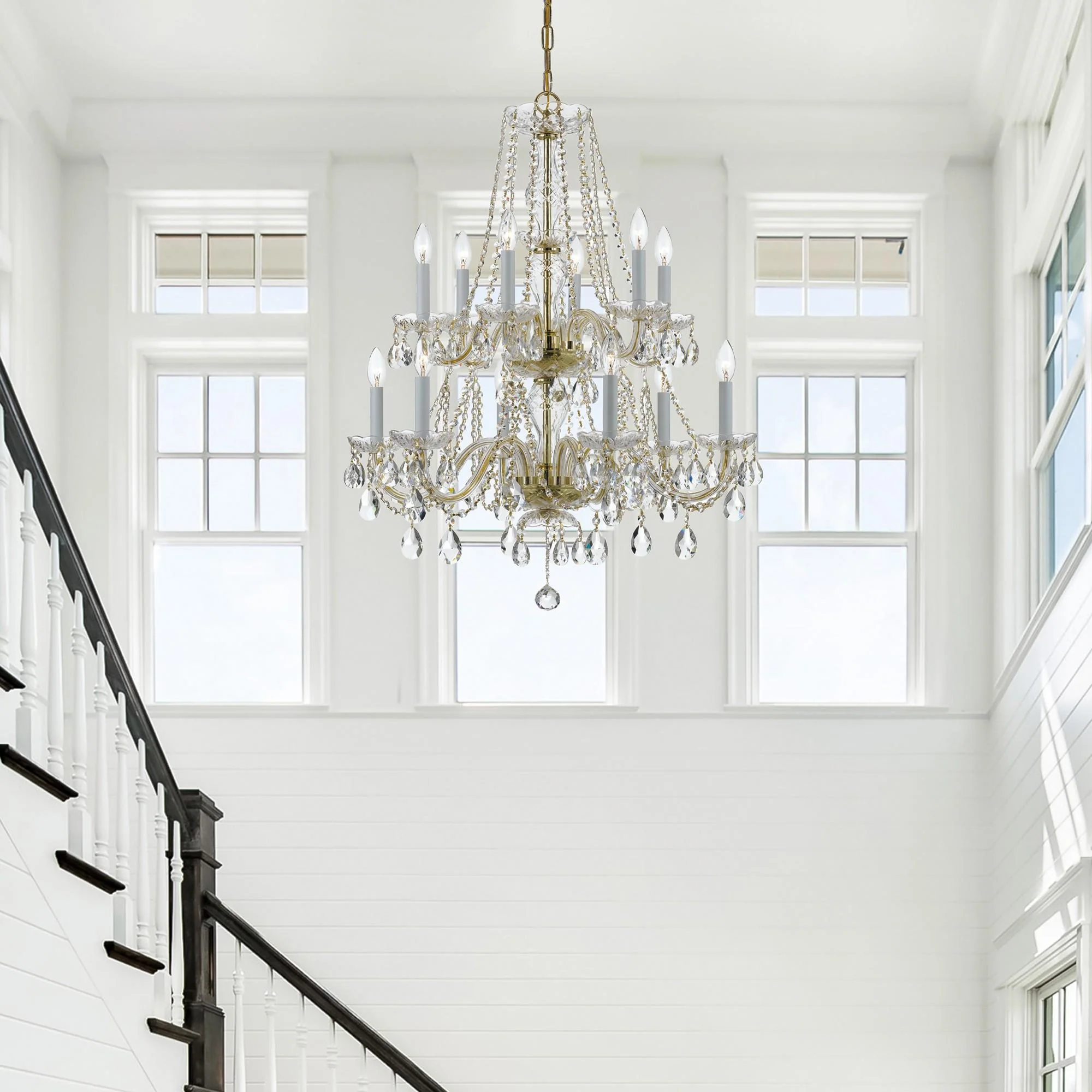 Crystorama Traditional Crystal 26.5'' Swarovski Strass Crystal Polished Brass Chandelier - Image 4