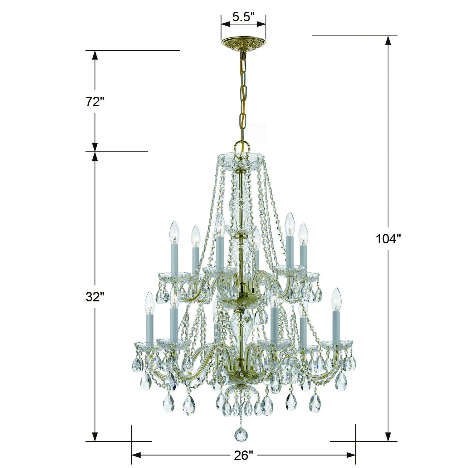Crystorama Traditional Crystal 26.5'' Swarovski Strass Crystal Polished Brass Chandelier - Image 6