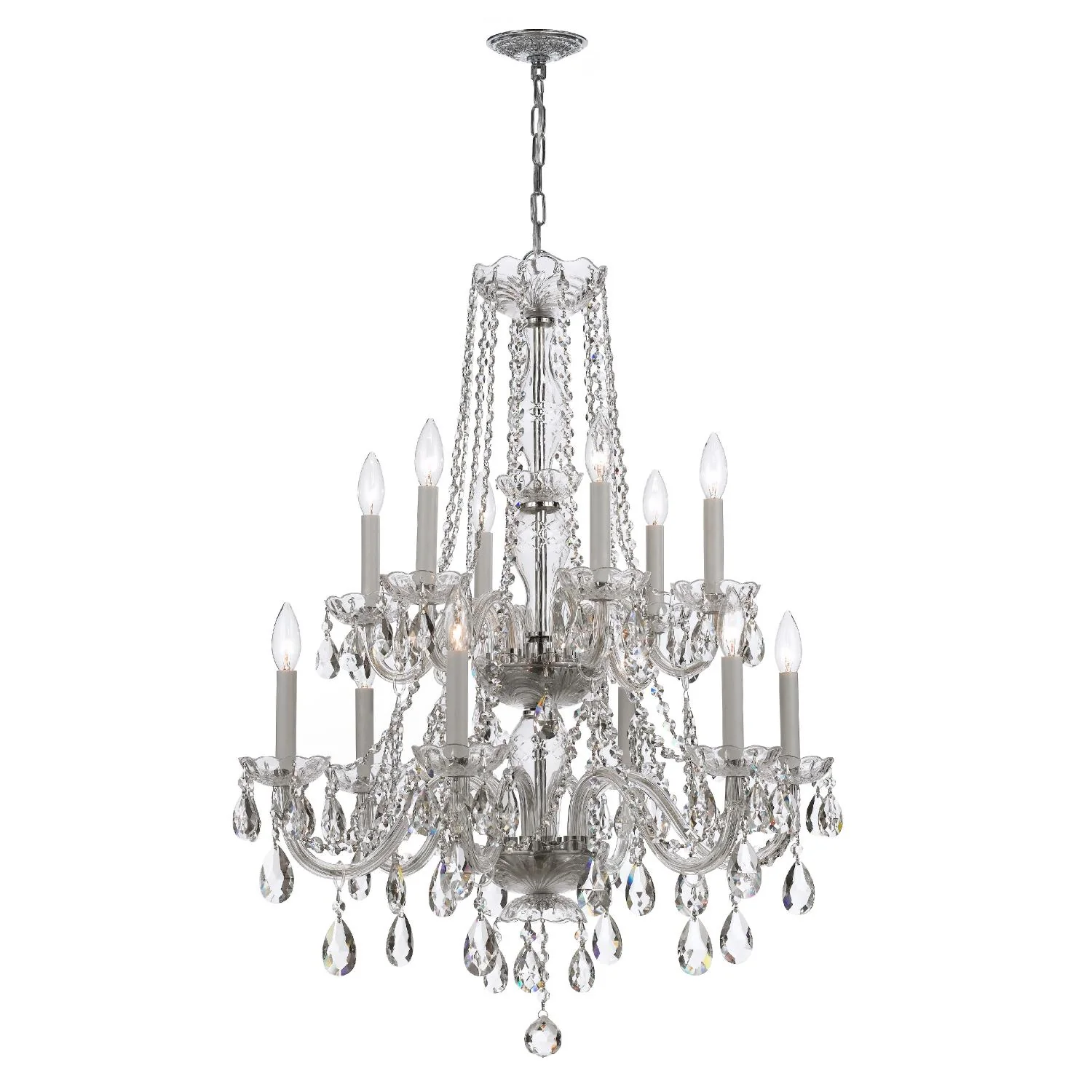 Crystorama Traditional Crystal 26.5'' Swarovski Strass Crystal Polished Chrome Chandelier